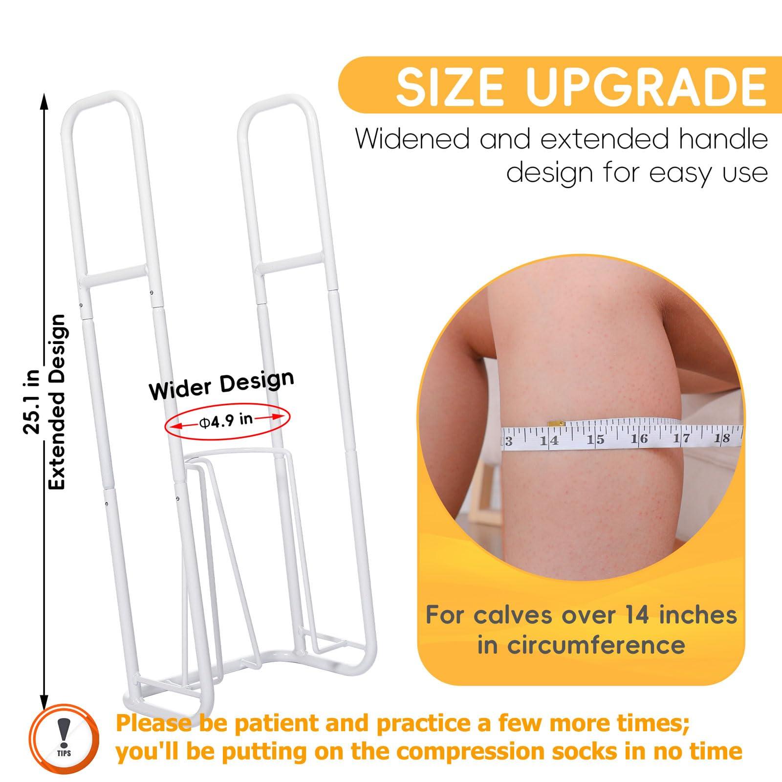 Upgraded Extra-Large Compression Sock Aid Device - Sock Aids for Compression Stocking - Helper Device for Putting on Hosiery - 14 in or More - 2024 Design (White) - Image 3