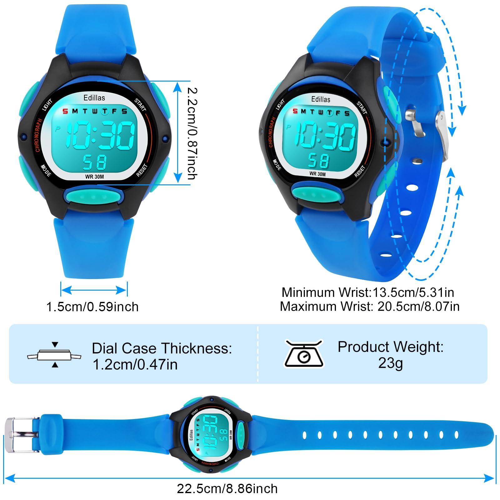 Edillas Kids Watches Digital Girls Boys,7 Colors Light Wrist Watch for Child Waterproof Sport Outdoor Multifunctional Watches with Stopwatch/Alarm for Ages 4-15 - Image 4