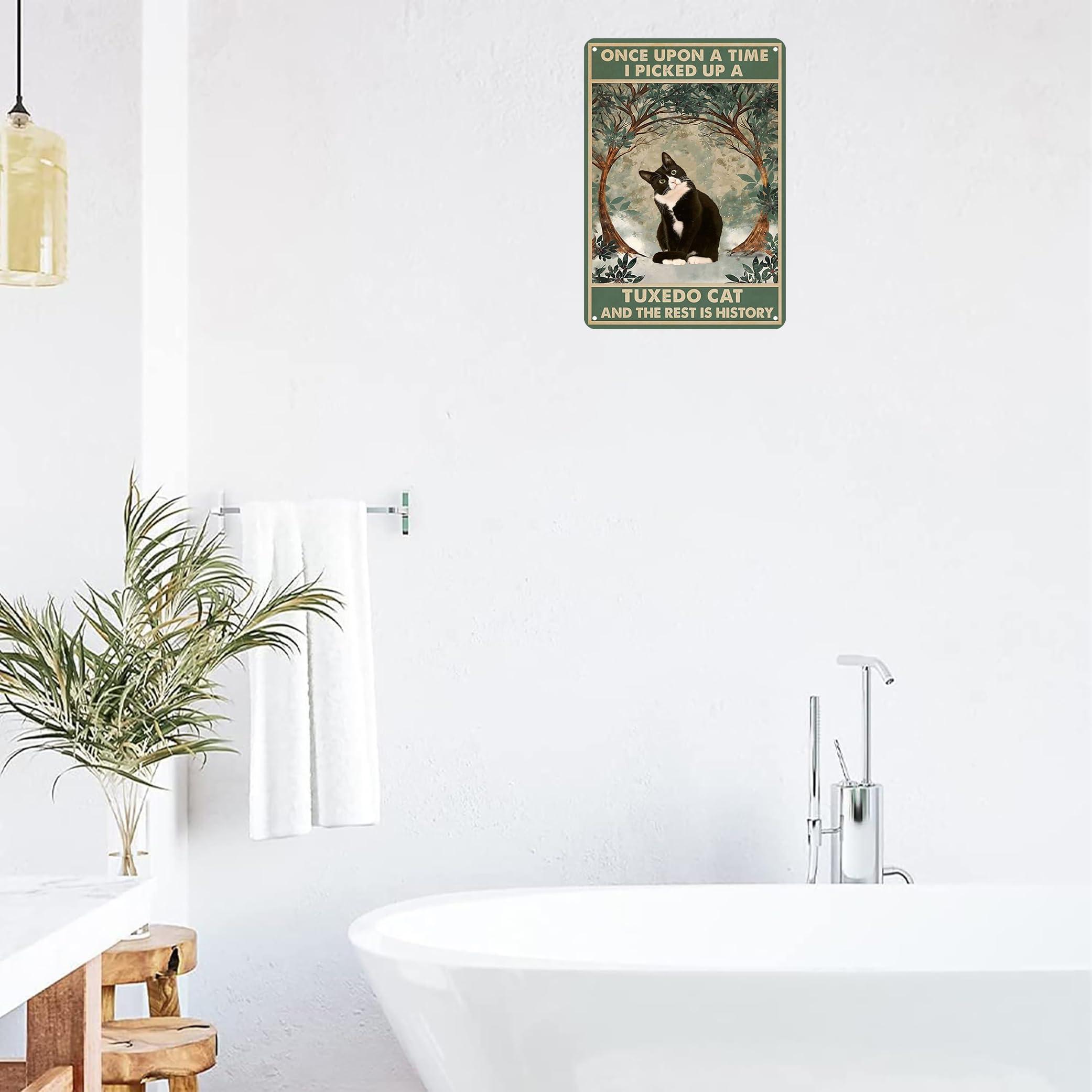 CrazySign Funny Cat Sign Cat Lovers Women Girls Gift Once Upon A Time I Pick Up A Tuxedo Cat Tin Sign Wall Art for Home Living Room Bedroom Decor 8 x 12 Inches (3033) - Image 6