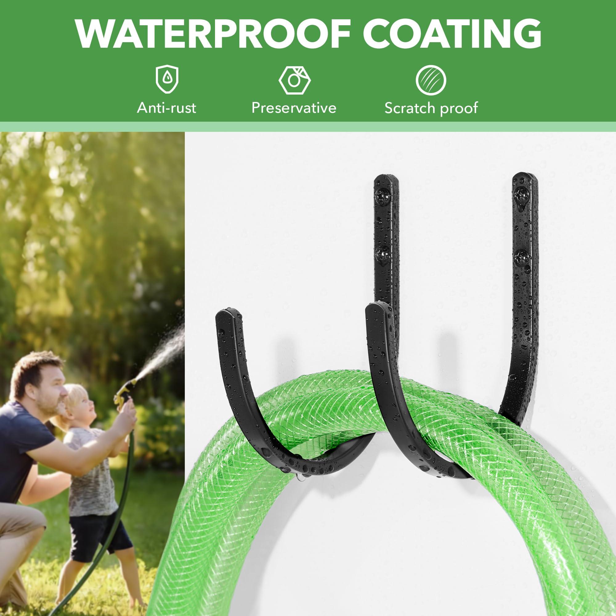 songsoso Garden Hose Holder Wall Mount - Aluminum Hose Hanger for Outside, Durable Wall-Mounted Hose Holder for Garden & Outdoor Use（4 Hooks） - Image 6