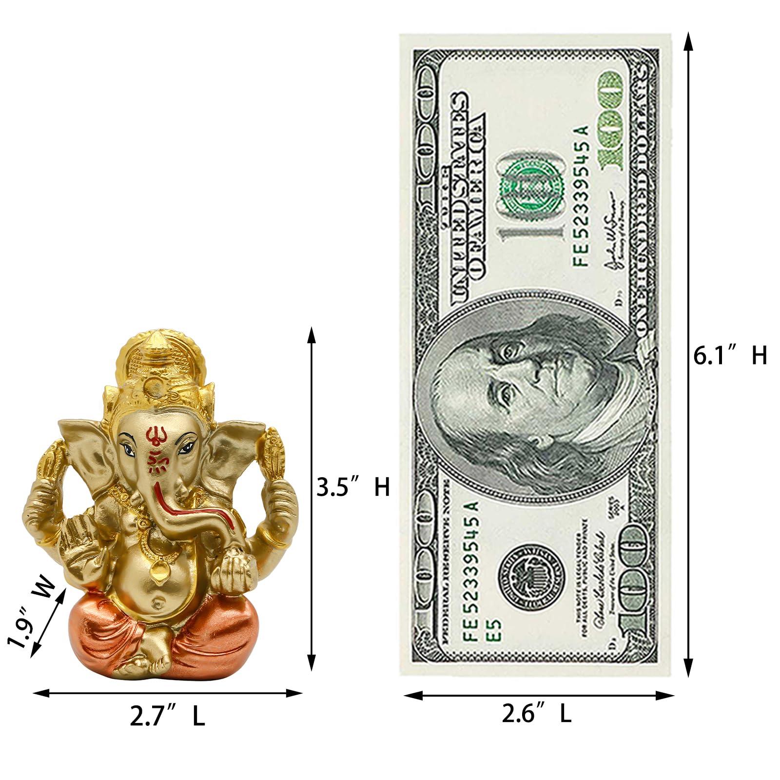 alikiki Hindu God Lord Ganesha Staue - India God Ganesh Idol for Car Dashboard Decor Birthday Gifts for Indian Man Women Home Mandir Temple Pooja Item Diwali Puja Gifts Yoga Room Altar Decor - Image 3
