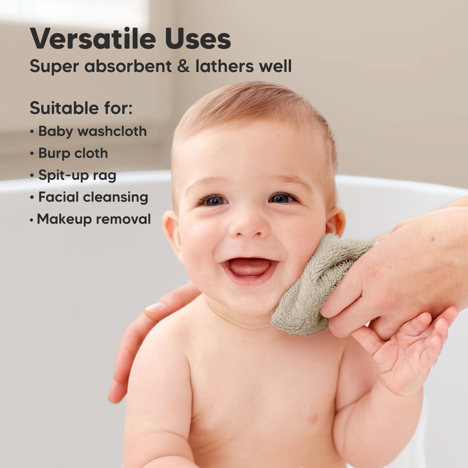 6-Pack Soft Baby Washcloths, Viscose from Bamboo - Kids, Newborn Bath Towels, Infant Shower, Toddler Reusable Face Towel, Gentle on Skin, Face Wash Cloths for Babies, 10x10(Earth Brown) - Image 7