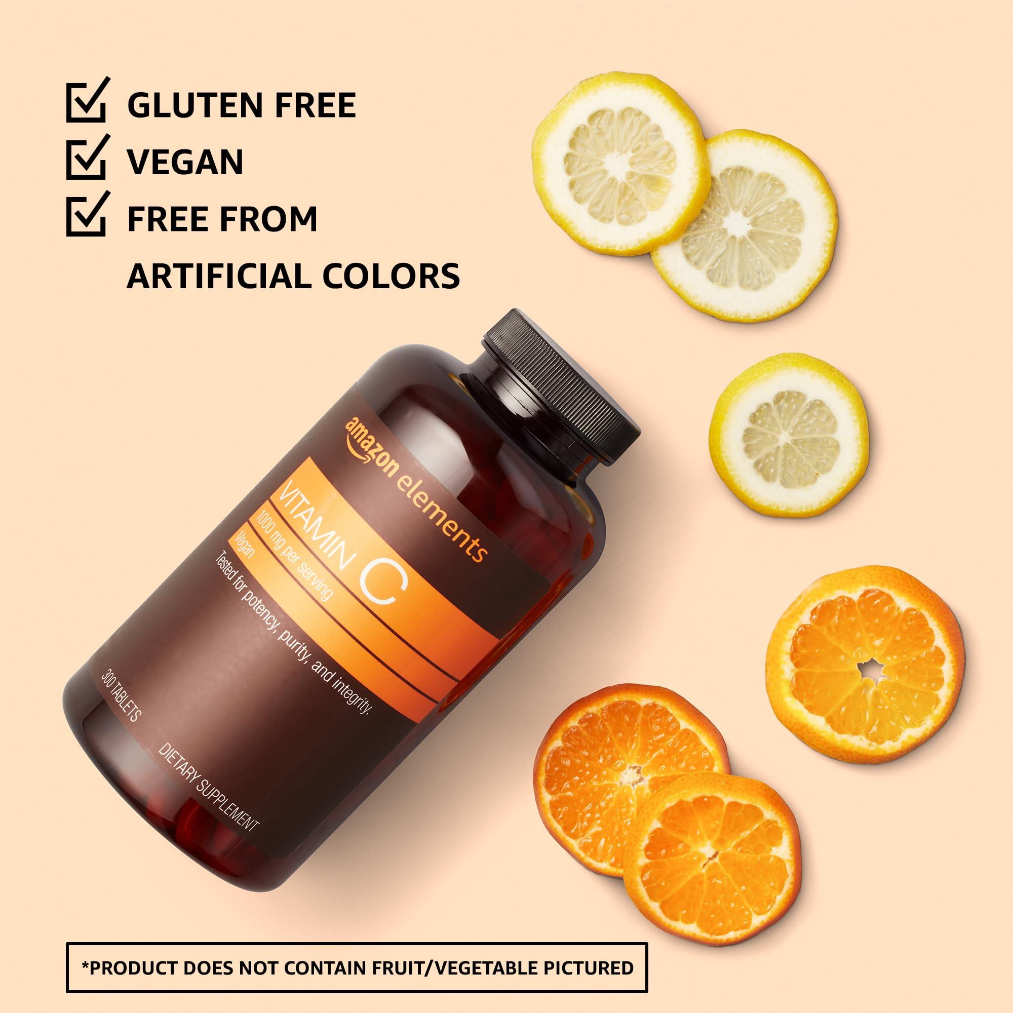 Amazon Elements Vitamin C 1000mg, Supports Healthy Immune System, Vegan, 300 Tablets, 10 month supply - Image 3