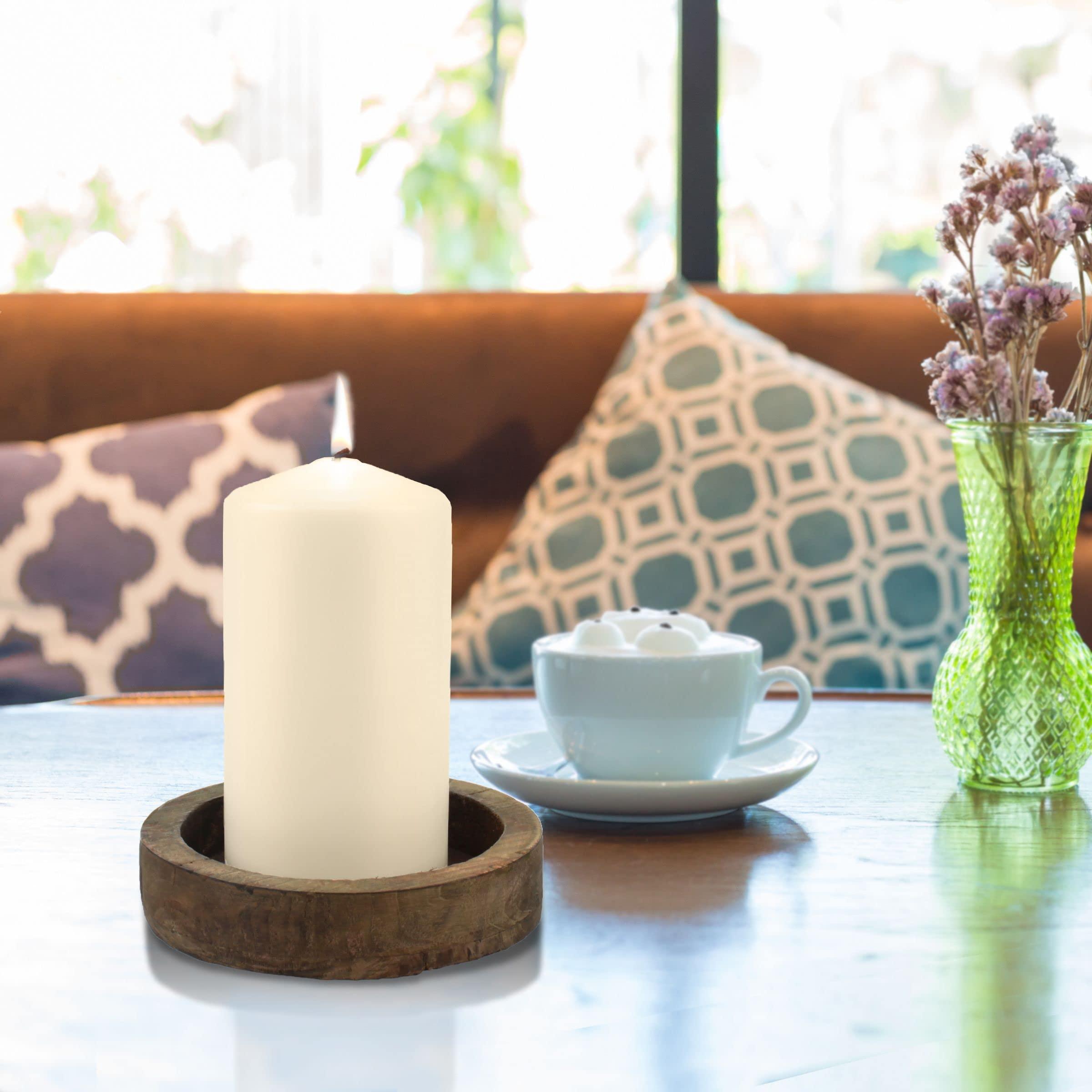 Stonebriar 6 Pack Tall 3 x 6 Inch 65 Hour Long Burning Unscented Ivory Wax Pillar Candles - Image 3