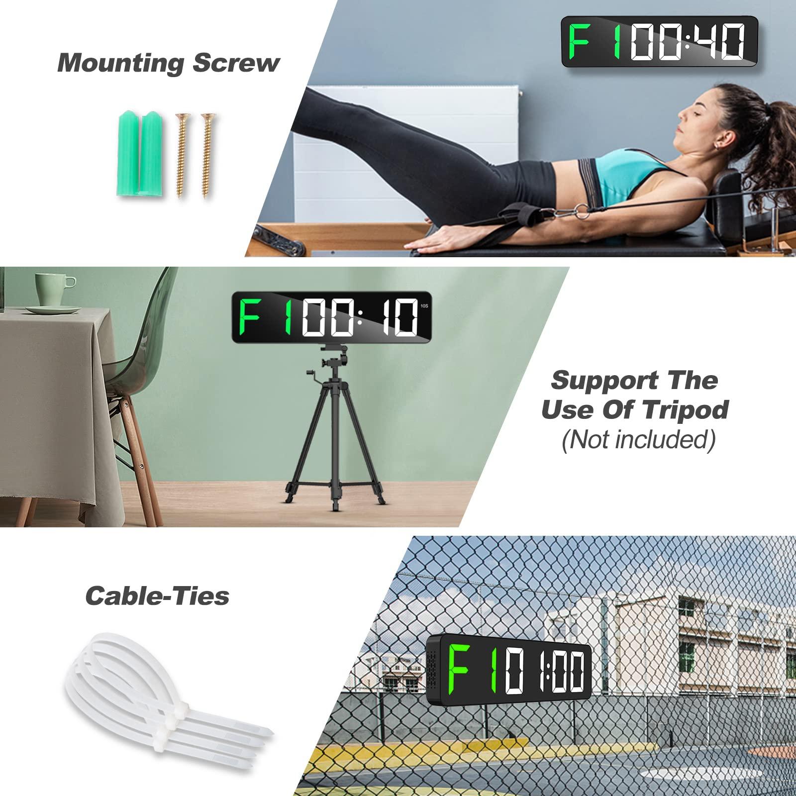 Gym Timer 15" Large LED Display Wall Clock | Interval Workout | Countdown & Up | Stopwatch | 12 Adjustable Volume | 3 Installation Ways | Digital Timer for Fitness Home Garage Gym and Outdoor Sport - Image 6