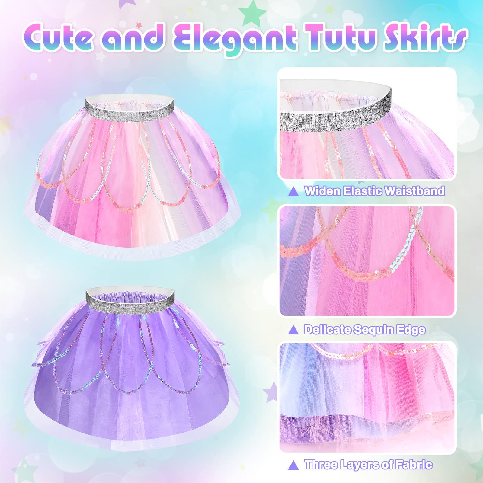 Unicorn & Flower Princess Dress Up Clothes Set for Girls - Tutu, Wings, Shoes, Jewelry, Headband & Play Toys Gift Set for Toddlers - Image 5