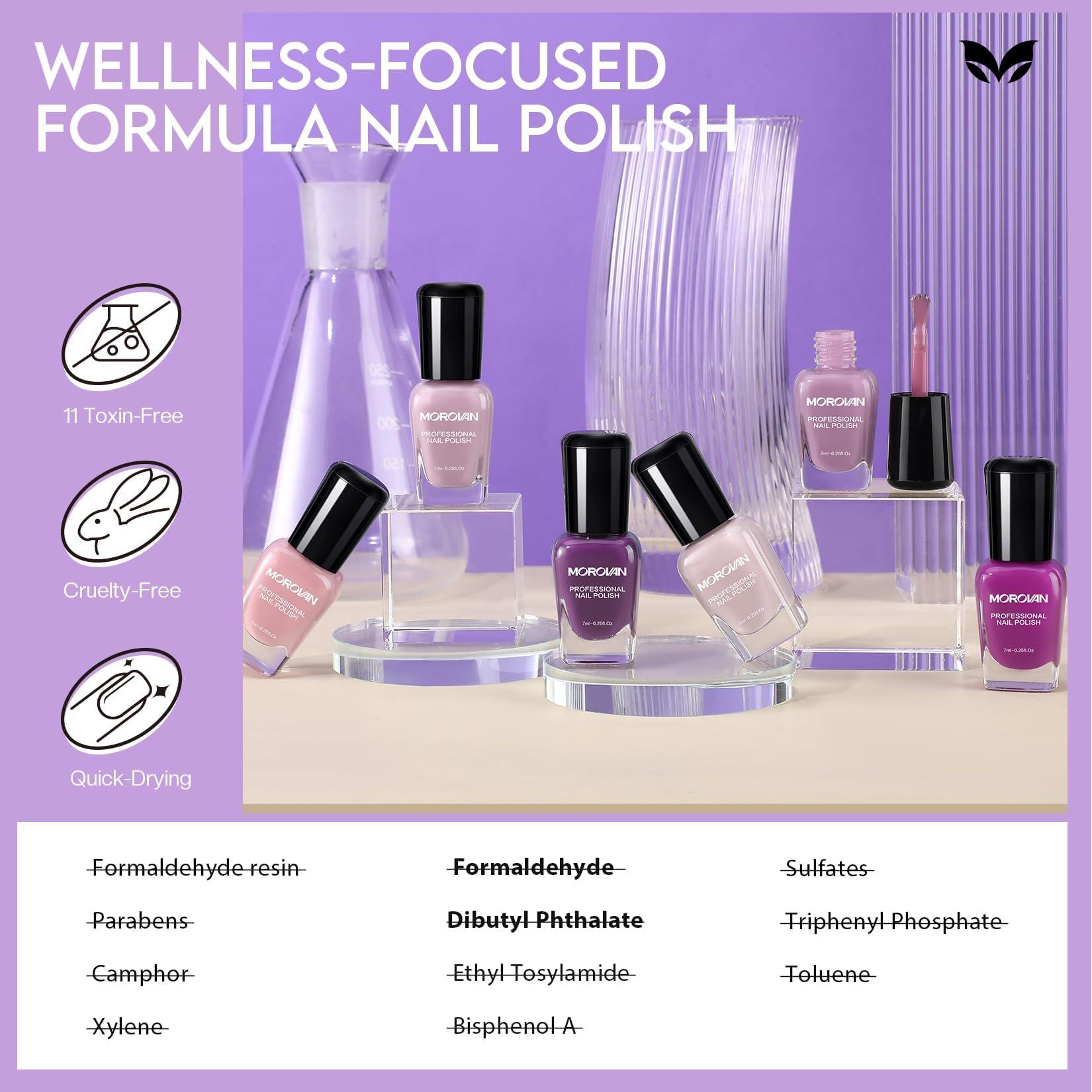 Morovan Nail Polish Set Fingernail: Lilac Light Purple Quick Dry Nail Polish Kit 0.25oz Lavender Regular Pack Glossy Finger Nail Polish Gifts for Women - Image 4