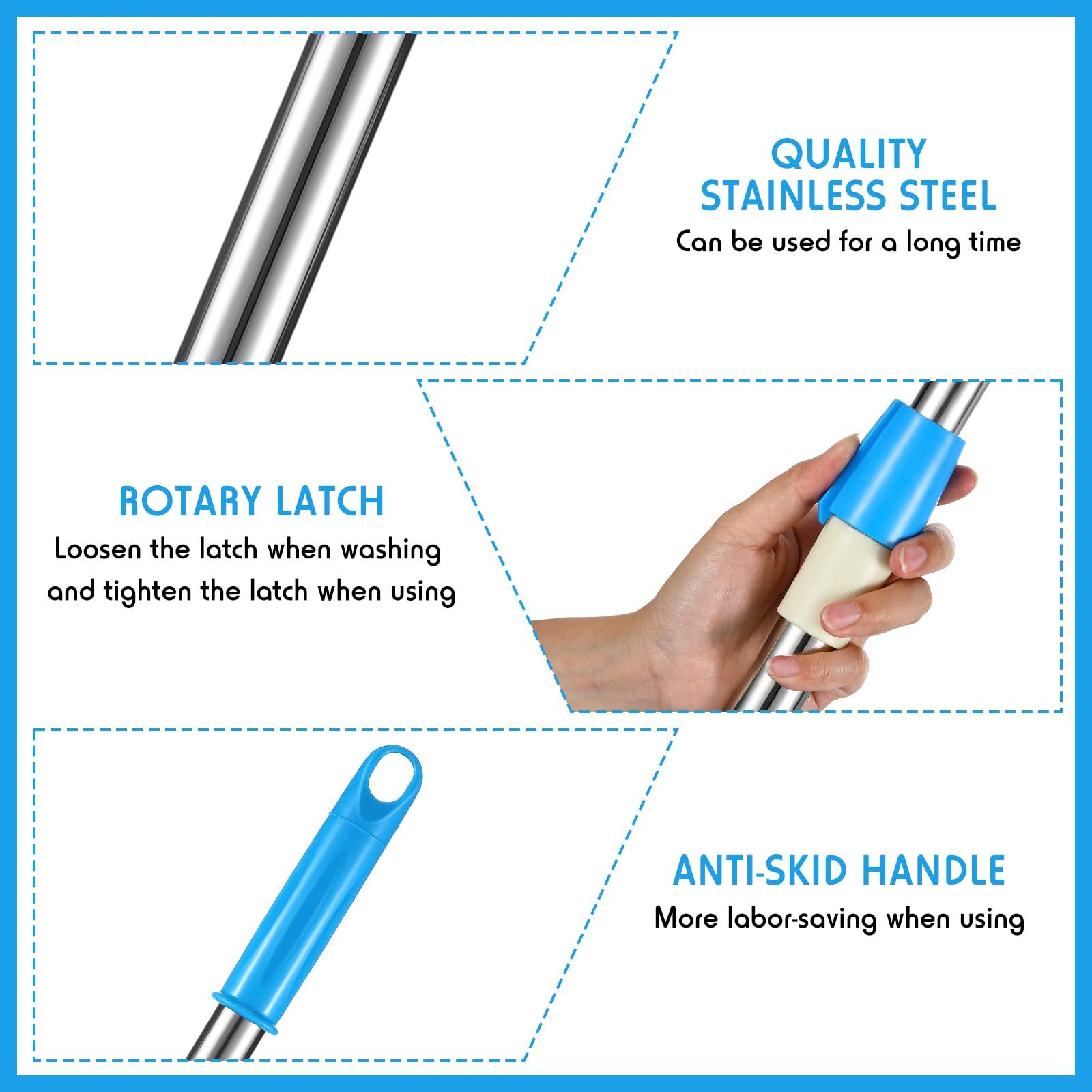 Spin Mop Replacement Handle 360 Degree Spin Mop Pole Handle Replacement Rotating Telescopic Stick for Head Replace Spinning Household Cleaning Accessories for Home(Cute Blue) - Image 4