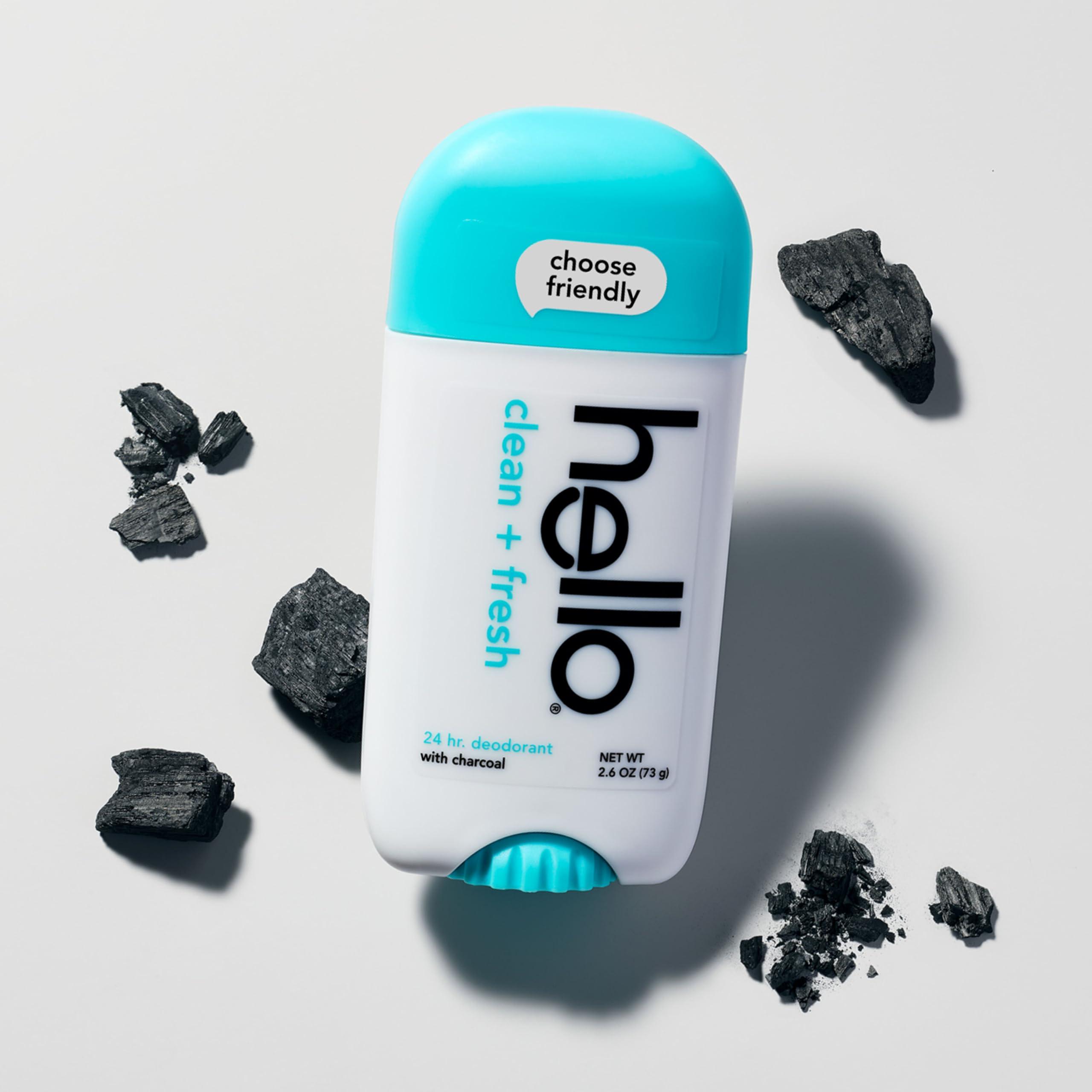 hello Clean and Fresh Aluminum Free Deodorant for Women and Men with Charcoal, 24-Hour Freshness, Baking Soda Free Deodorant, Dermatologically Tested, 2.6 oz Stick (2 Pack) - Image 8