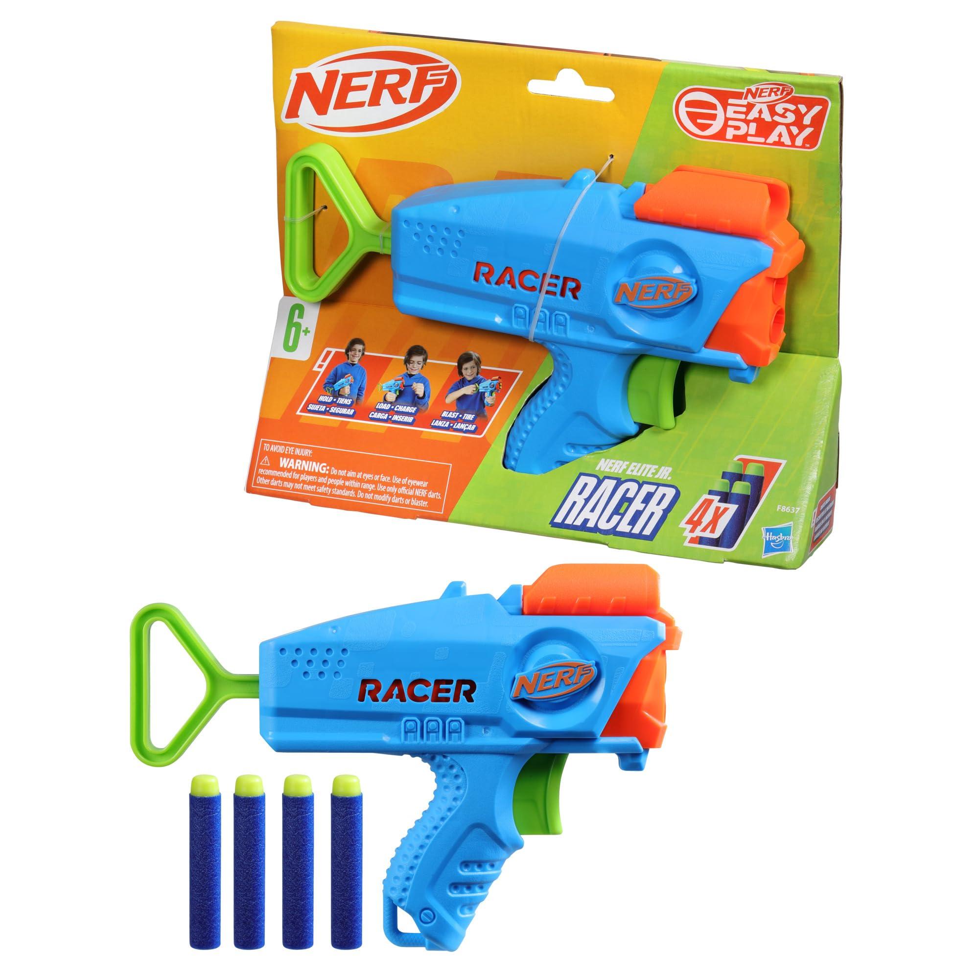 NERF Elite Junior Racer Easy Play Dart Blaster, 4 Nerf Elite Darts, Nerf Blaster Outdoor Toys, for Kids, Ages 6+ - Image 13