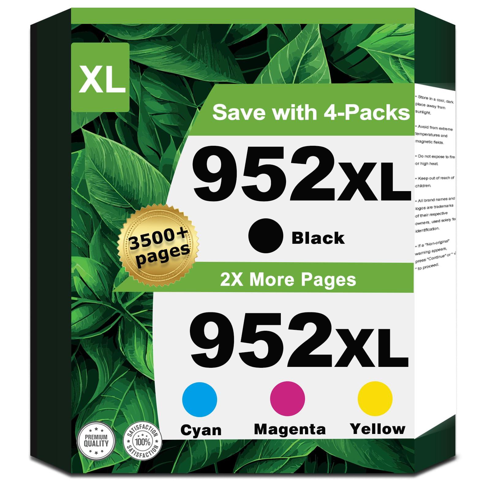 952XL Ink Cartridges Combo Pack Compatible for HP 8710 7740 Printer for HP 952 XL for HP952 OfficeJet Pro 8720 8725 8210 8715 8702 8740 7720 8730 8216 Black Cyan Magenta Yellow 4-Pack