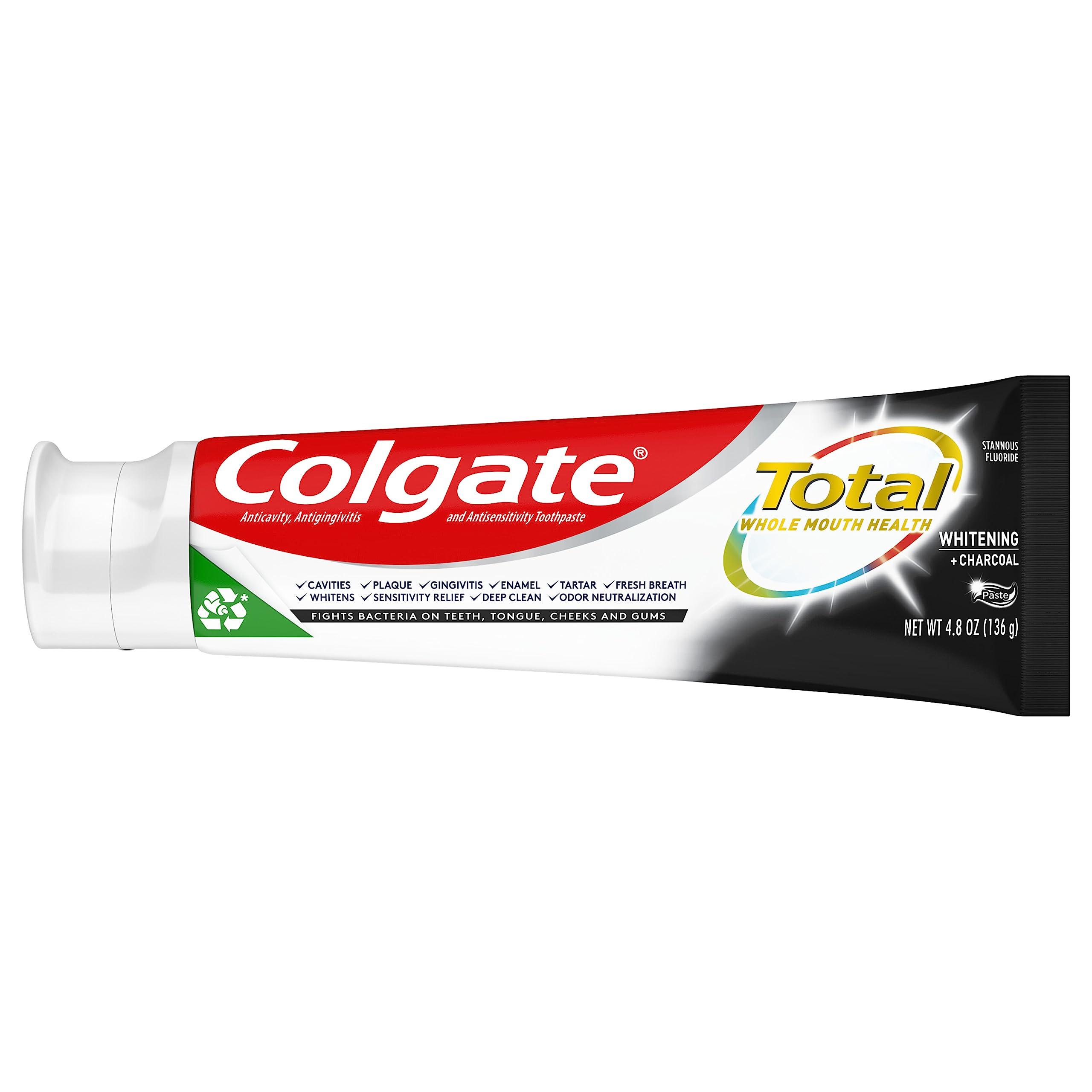 Colgate Total Whitening + Charcoal Toothpaste, 10 Benefits Including Sensitivity Relief and Teeth Whitening Toothpaste, 4.8 oz Tube, 2 Pack - Image 7