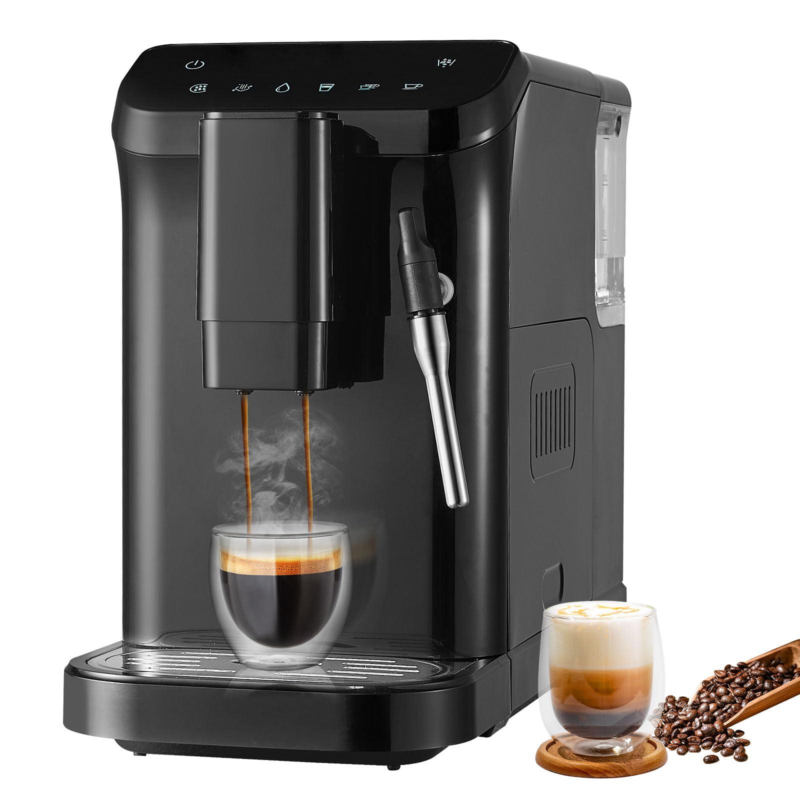 VEVOR Automatic Espresso Machine, 20 Bar Auto Coffee Machine with Frother Steam Wand, Built-In Grinder and 15-Level Grinding Settings, Professional Espresso Coffee Maker with 1.5L Water Tank