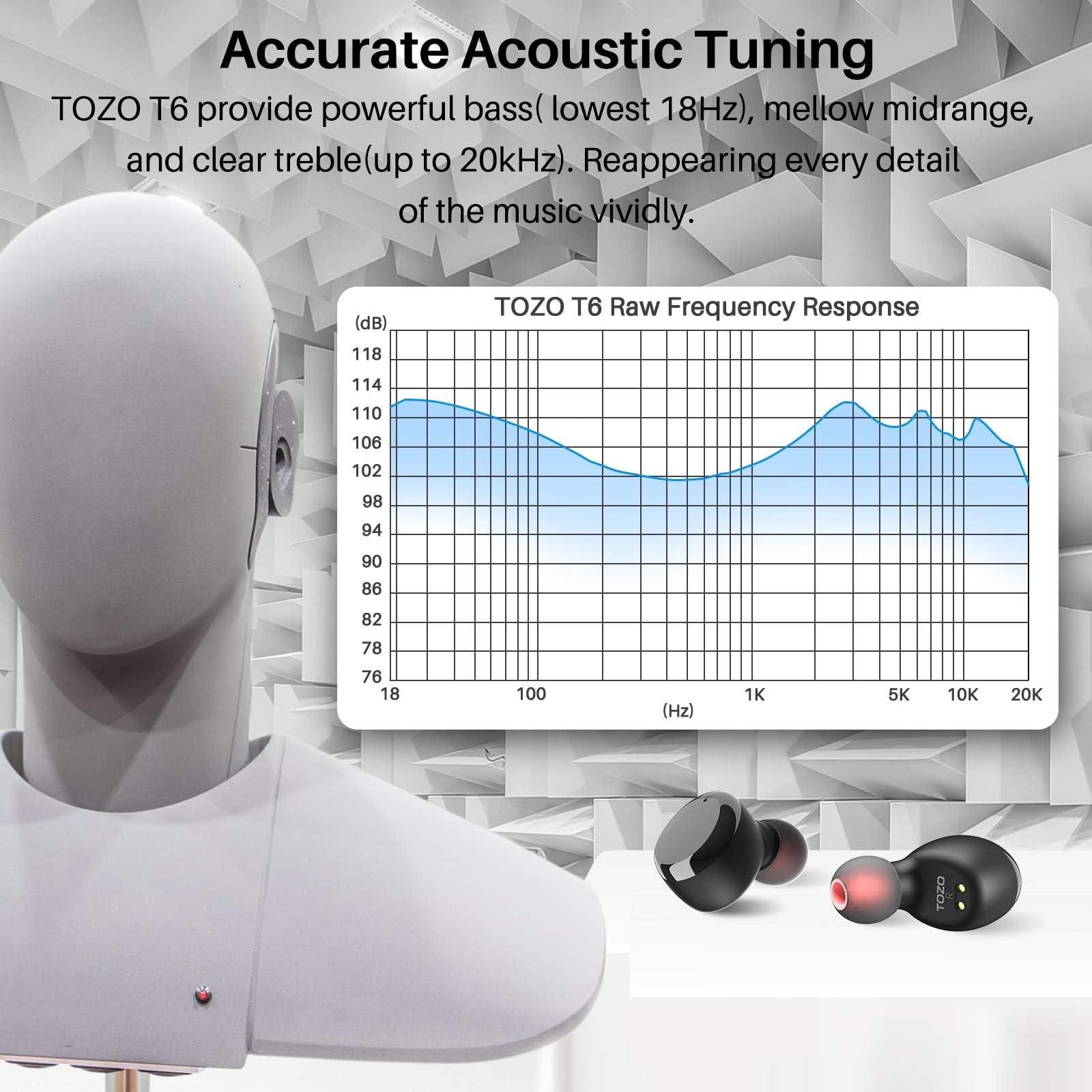 TOZO T6 True Wireless Earbuds Bluetooth 5.3 Headphones 50H Long Playtime, Wireless Charging Case, IPX8 Waterproof Stereo Earphones, Built-in Mic Calls, Headset Premium Deep Bass 32 Preset EQs via APP - Image 7