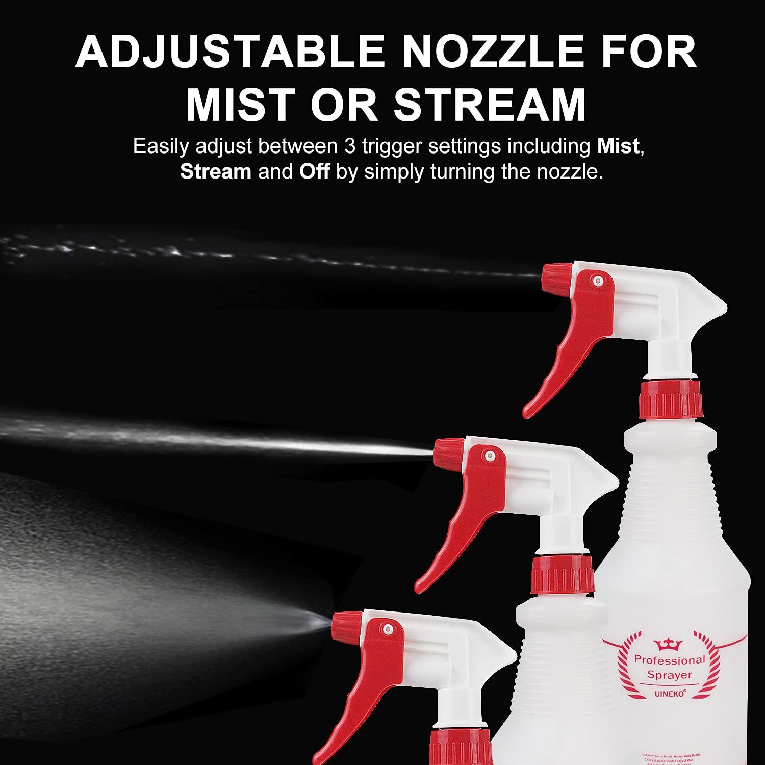 Uineko Plastic Spray Bottle (4 Pack, 24 Oz, All-Purpose) Heavy Duty Spraying Bottles Leak Proof Mist Empty Water Bottle for Cleaning Solution Planting Pet with Adjustable Nozzle and Measurements - Image 2