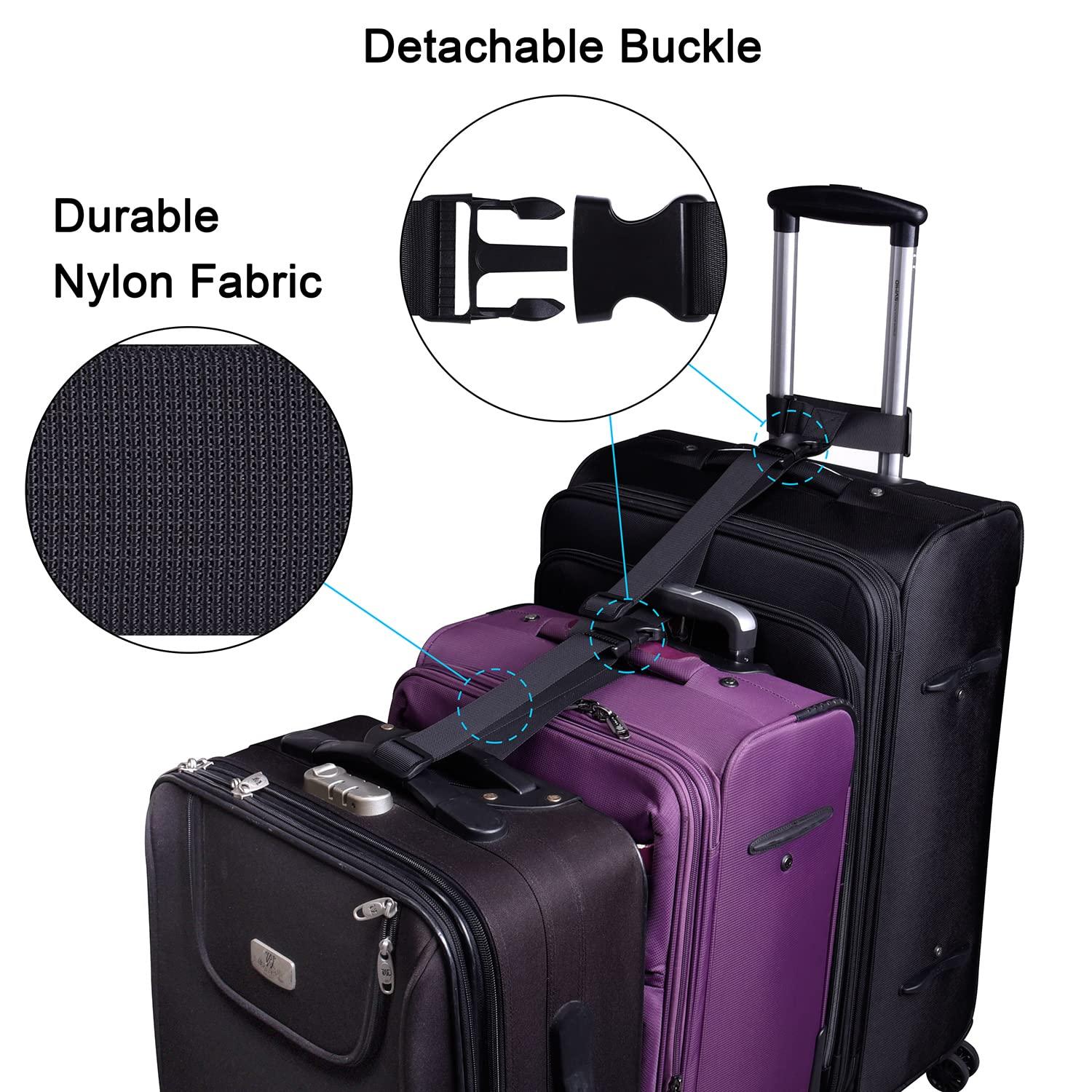 Wisdompro 2 Pcs Add a Bag Luggage Strap, Heavy Duty Adjustable Suitcase Belt Travel Attachment Travel Accessories for Connecting Your Luggage Together - Black (T-Type and Normal) - Image 3