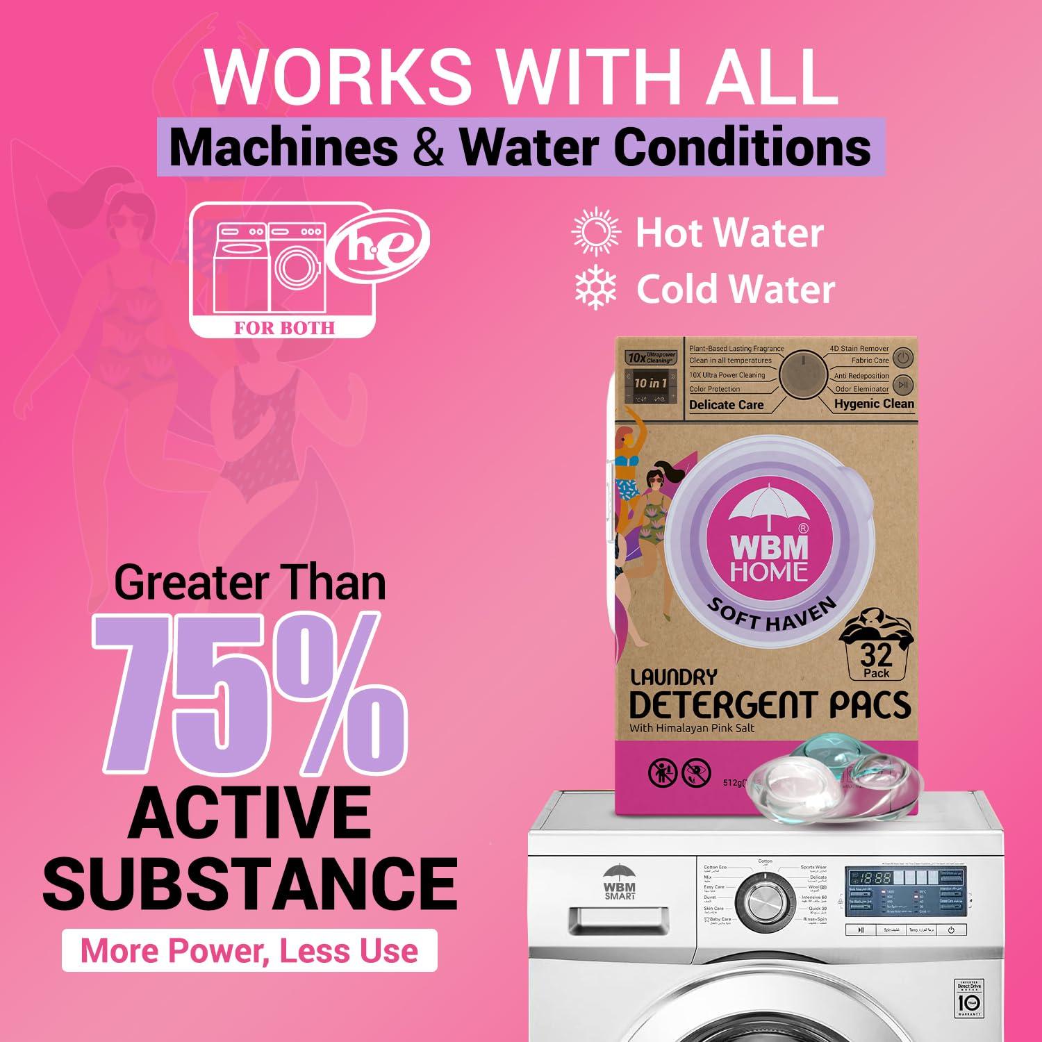 WBM Laundry Pods, 32 Count | Specially Designed for Undergarments With Soft Heaven Fragrance | Laundry Detergent Pods Formulated With Plant-Based Formula and Gentle Stain Remover - Image 4