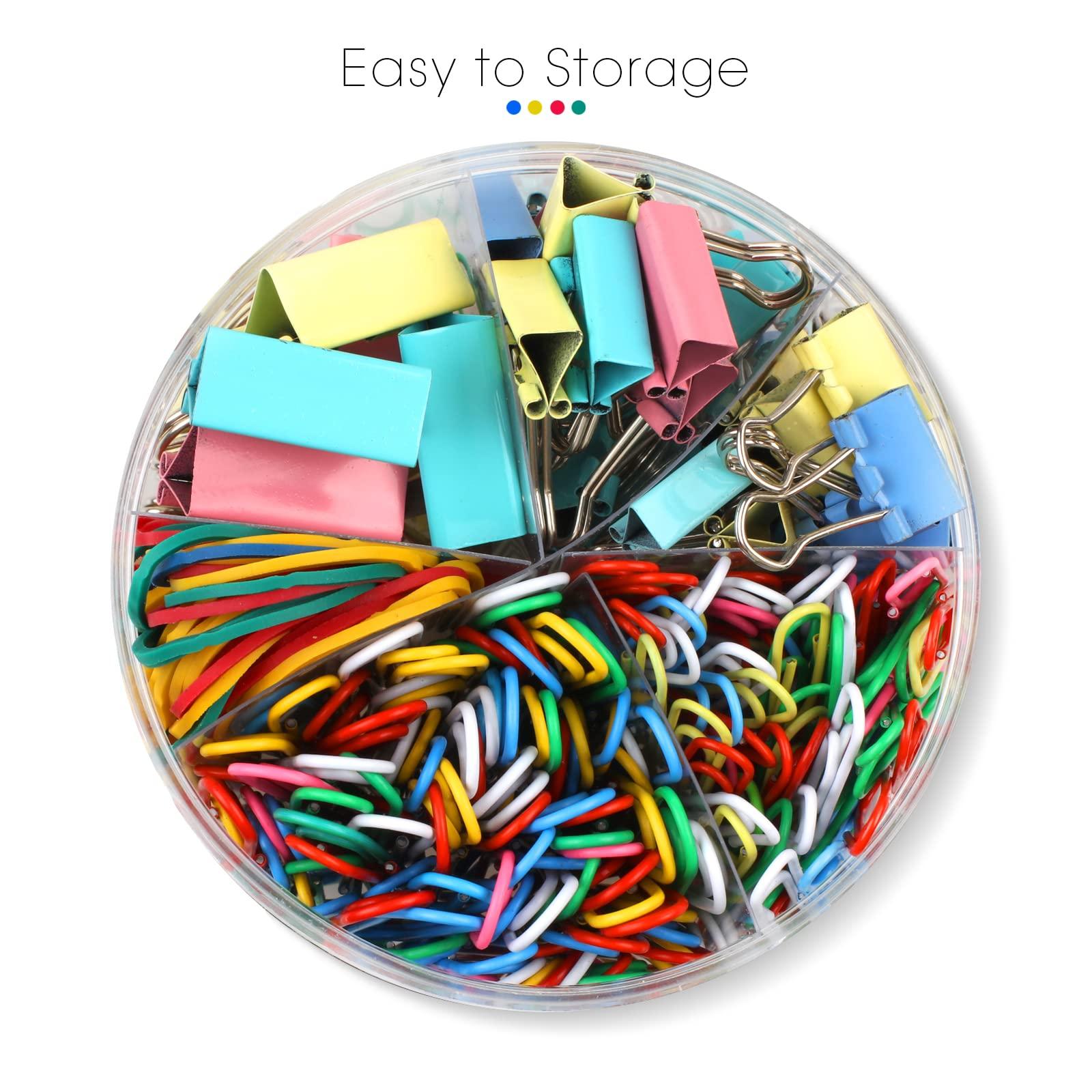 300 Pcs Binder Clips, Rubber Bands, Office Set, Paper Clips, School & Teacher Supplies for Office Desk Essentials (Assorted Sizes) - Image 3