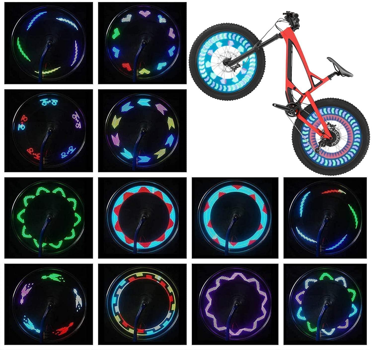 Bike Wheel Lights (2 Pack) - Waterproof LED Bicycle Spoke Tire Lights - Great Gift for Kids Adults - 30 Different Patterns Change - Bike Accessories - Black