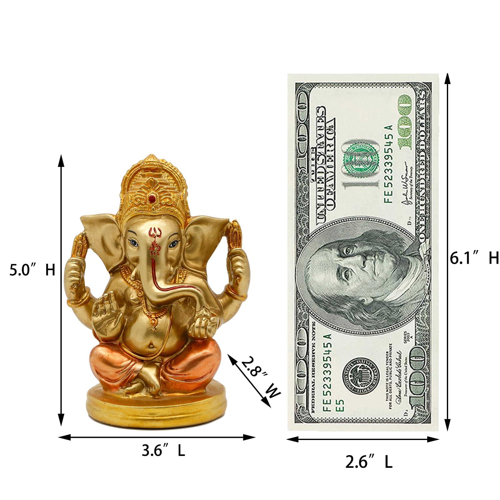 Indian God Lord Ganesha Statue - 5" H Hindu God Ganesh Idol for Diwali Gifts Meditation Yoga Room Altar Decoration Home Temple Mandir Pooja Item - Image 3