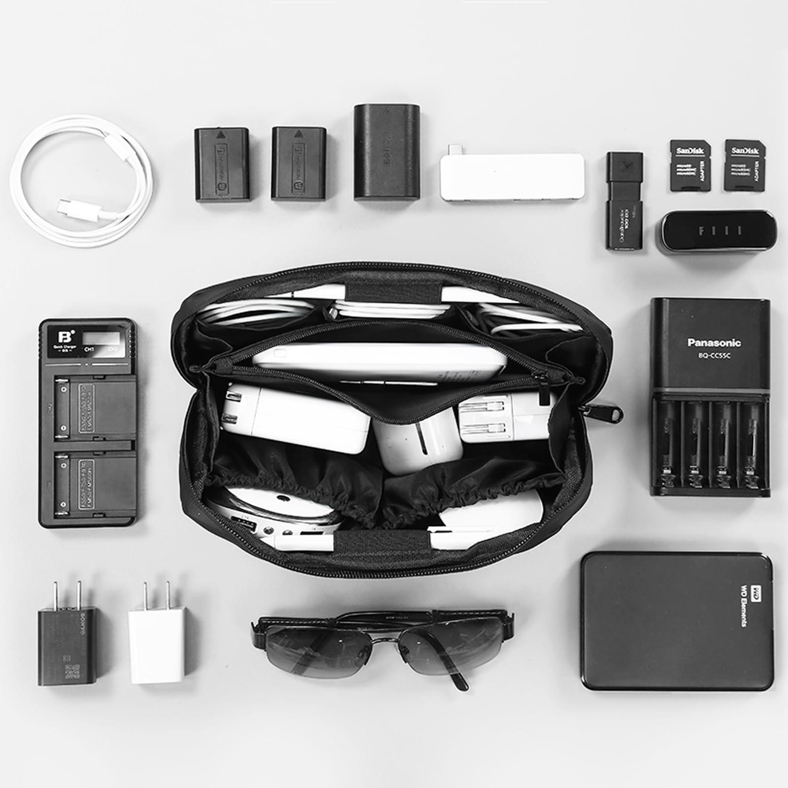 RIGHT AWAY Travel Tech Pouch，Waterproof Cord Case，Electronics Organizer Travel Case，Cable Organizer Storage Bag For Phone, Charger, Accessories(BLACK) - Image 4