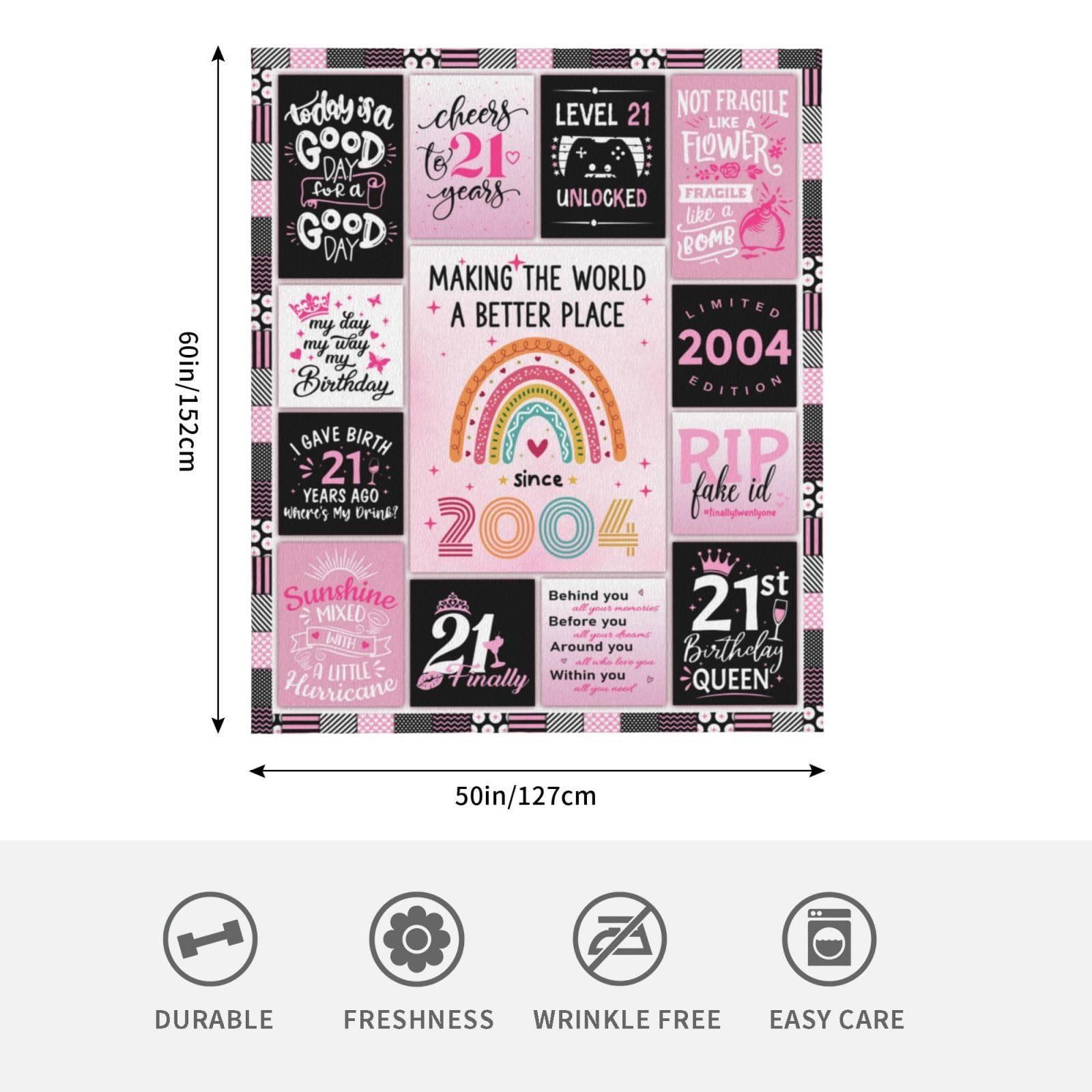 Fluxflix 21st Birthday Gifts for Her, 21st Birthday Gifts for Women/Daughter, 21 Year Old Birthday Gifts for her, Gifts for 21st Birthday Female, 21st Birthday Gift Ideas Blanket 60"X50" - Image 3
