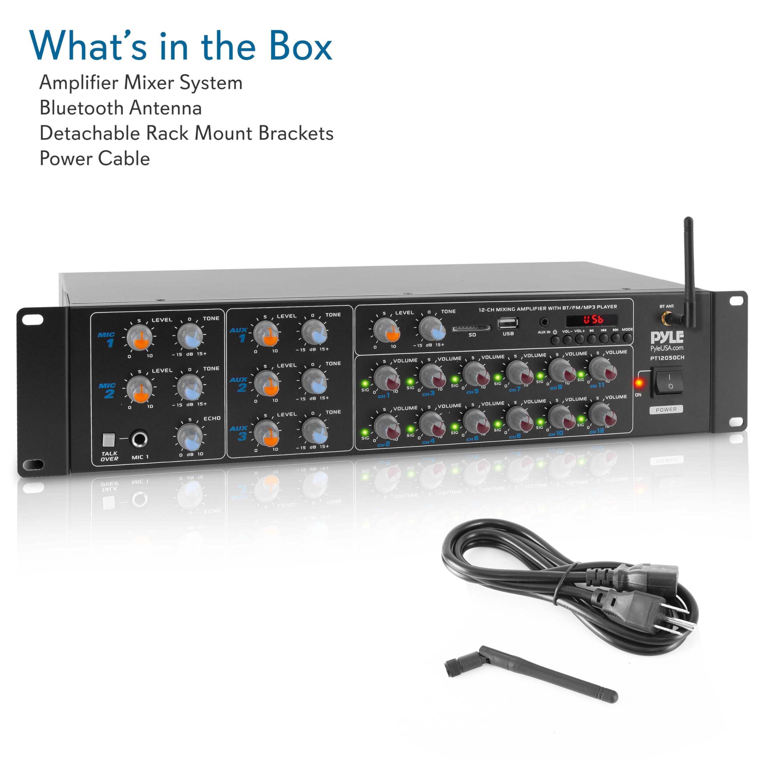 Pyle 8-Channel Wireless Bluetooth Power Amplifier - 4000W Rack Mount Multi Zone Sound Mixer Audio Home Stereo Receiver Box System w/ RCA, USB, AUX - For Speaker, PA, Theater, Studio/Stage - PT8050CH - Image 8
