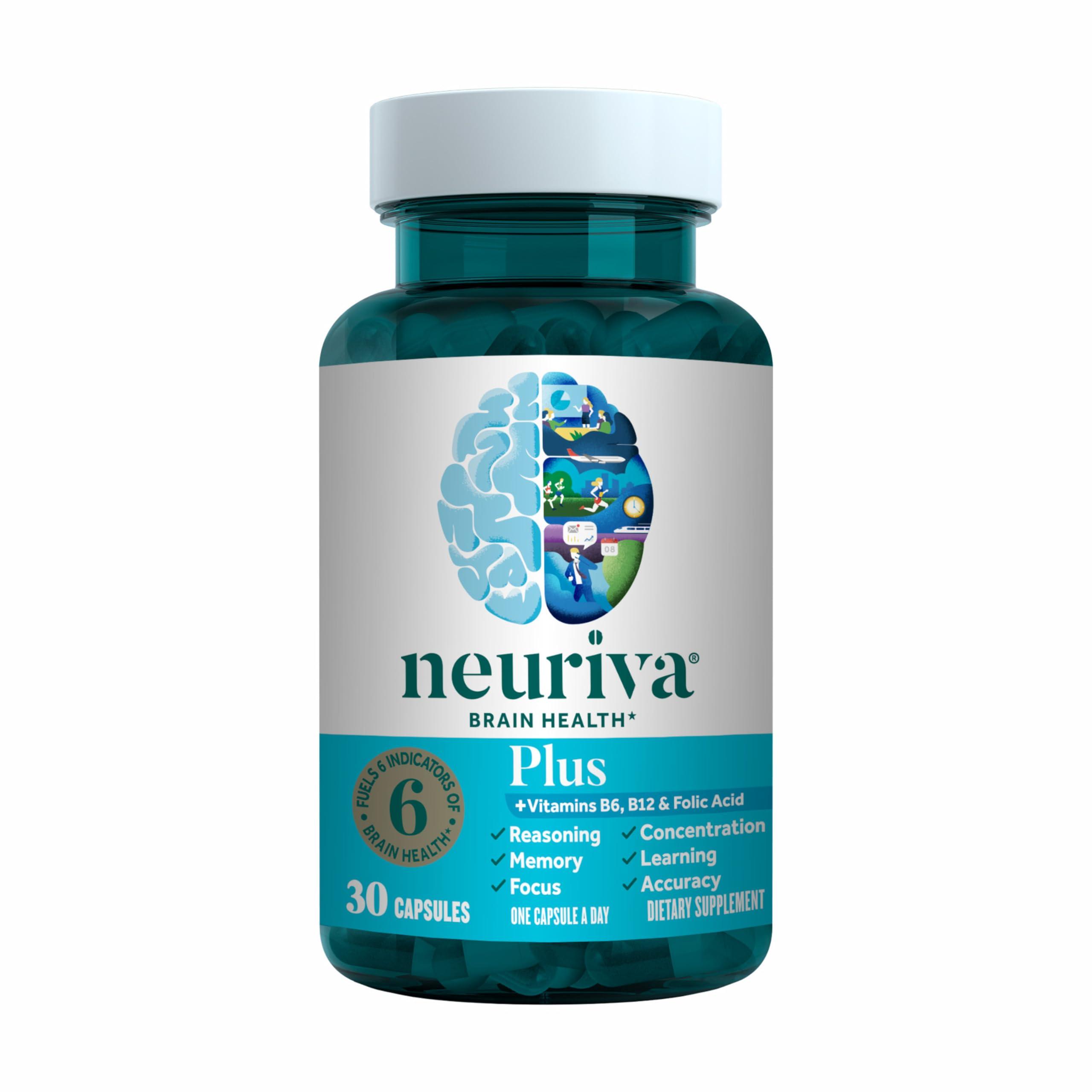 NEURIVA Plus Brain Supplement for Memory and Focus Clinically Tested Nootropics for Concentration for Mental Clarity, Cognitive Enhancement Vitamins B6, B12, Phosphatidylserine 30 Capsules - Image 20