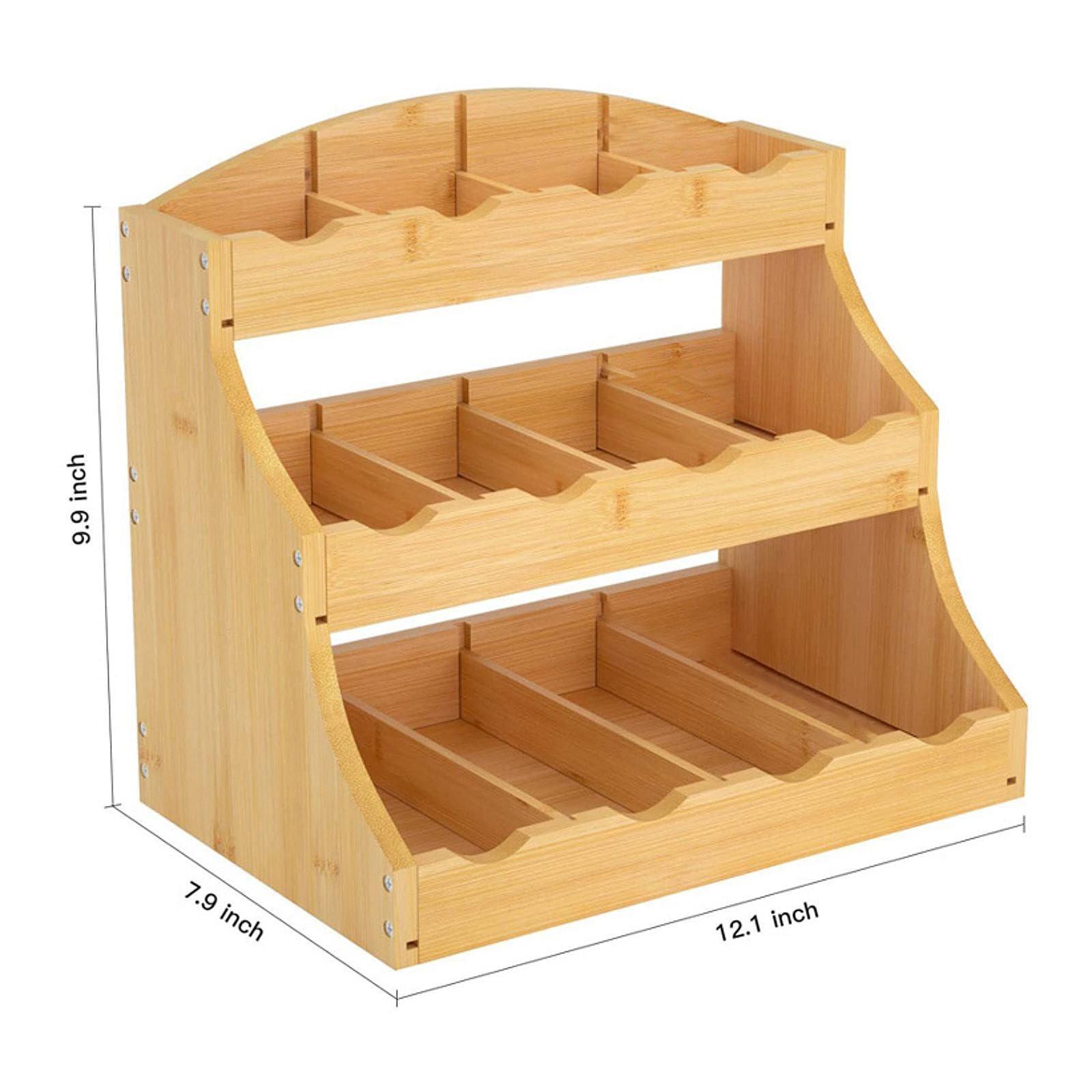 DimyFew Tea Bag Organizer Coffee Pod Holder Wooden Condiment Storage Stand Seasoning Rack for Cabinet Countertop Kitchen Break Rooms - Image 3