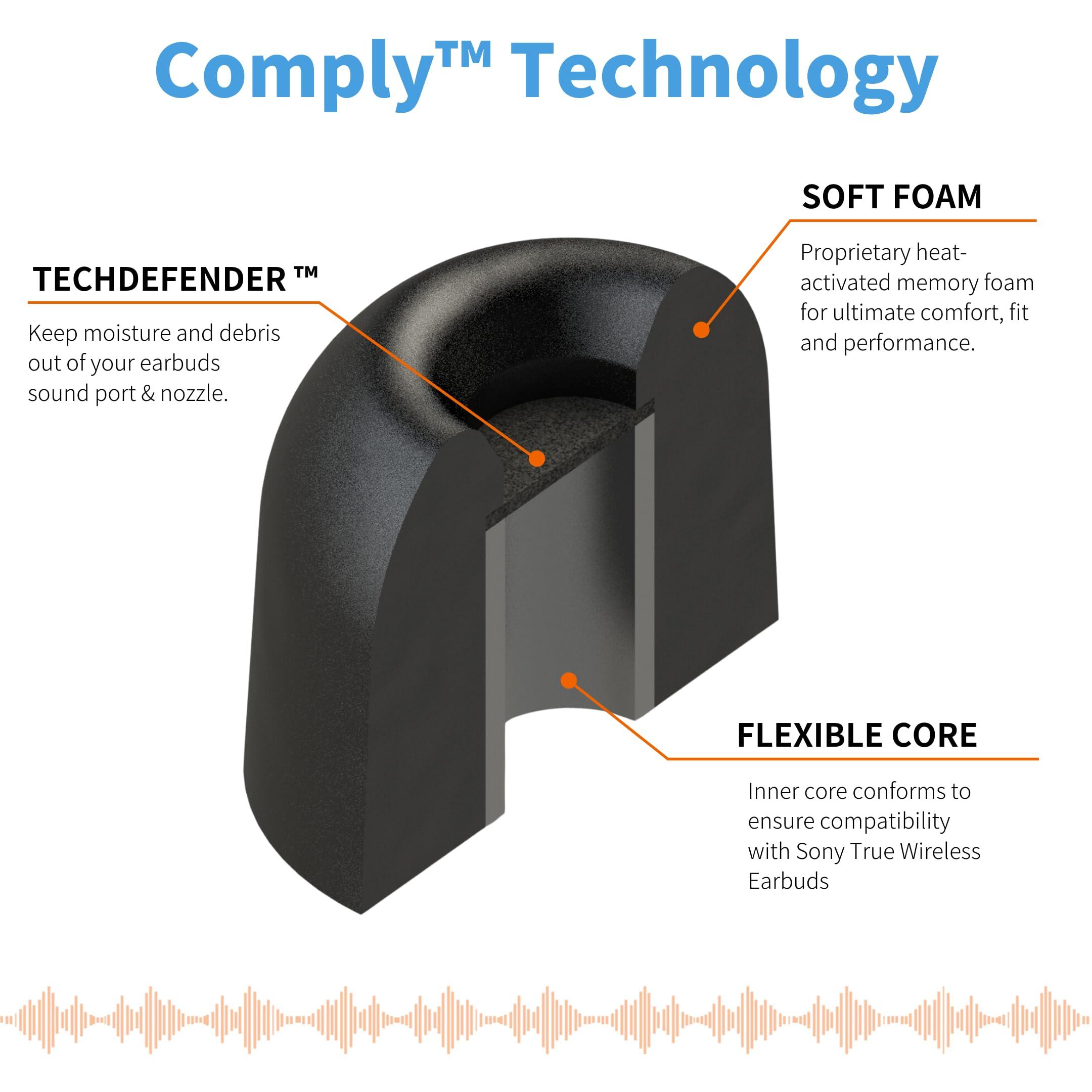 Comply Memory Foam Replacement Earbud Tips for Sony True Wireless Earbuds | Ultimate Comfort, Secure Fit, Superior Noise Isolation | Anti Slip, Prevent from Falling Out | Black, Medium (3 Pairs) - Image 6