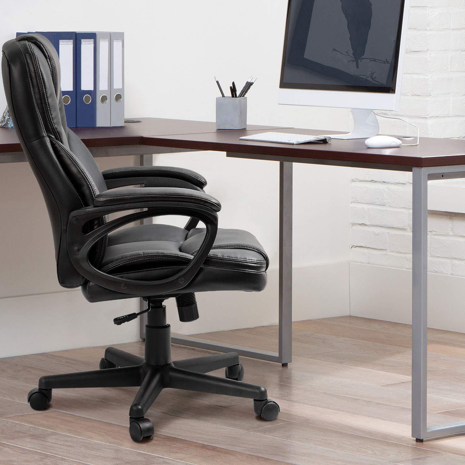 Furmax Office Executive Chair High Back Adjustable Managerial Home Desk Chair, Swivel Computer PU Leather Chair with Lumbar Support (Black) - Image 8