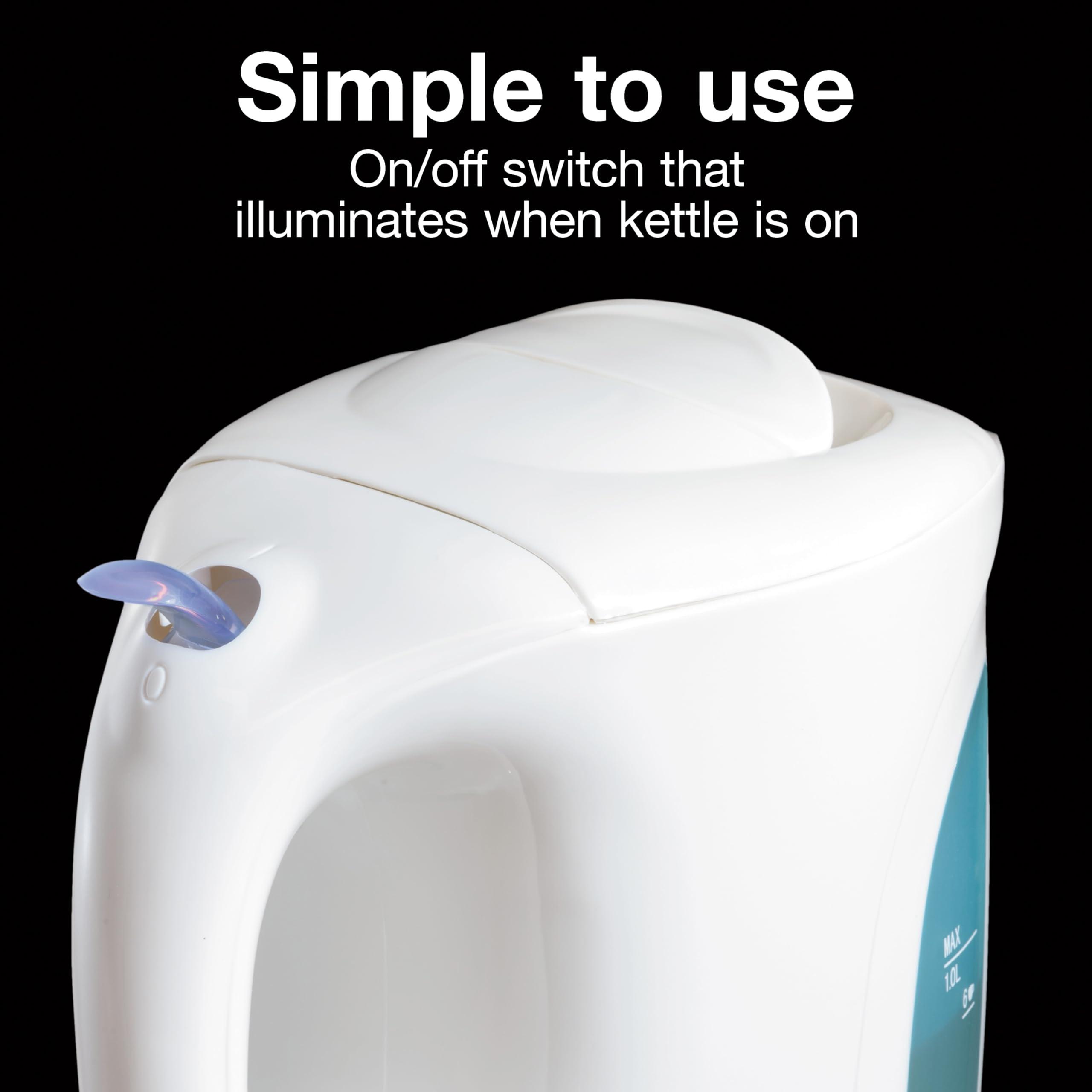 Proctor Silex Electric Tea Kettle, Water Boiler & Heater Auto-Shutoff & Boil-Dry Protection, 1000 Watts for Fast Boiling, 1 Liter, White - Image 6