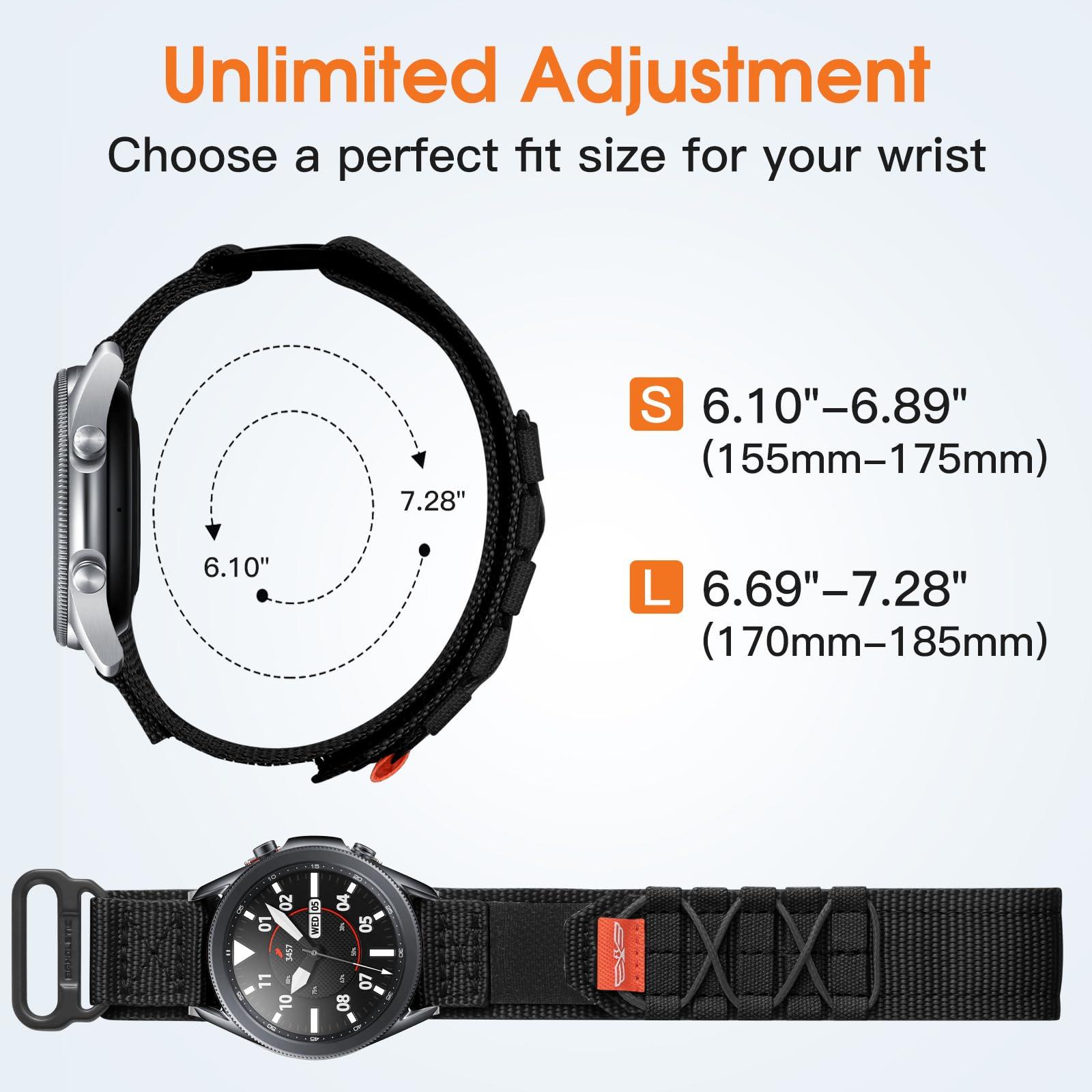 Bandletic 22mm Bands Compatible with Samsung Galaxy Watch 3 45mm/Galaxy Watch 46mm SM-R800/Gear S3 Frontier/Classic, Military Rugged Nylon Sport Strap - Image 5