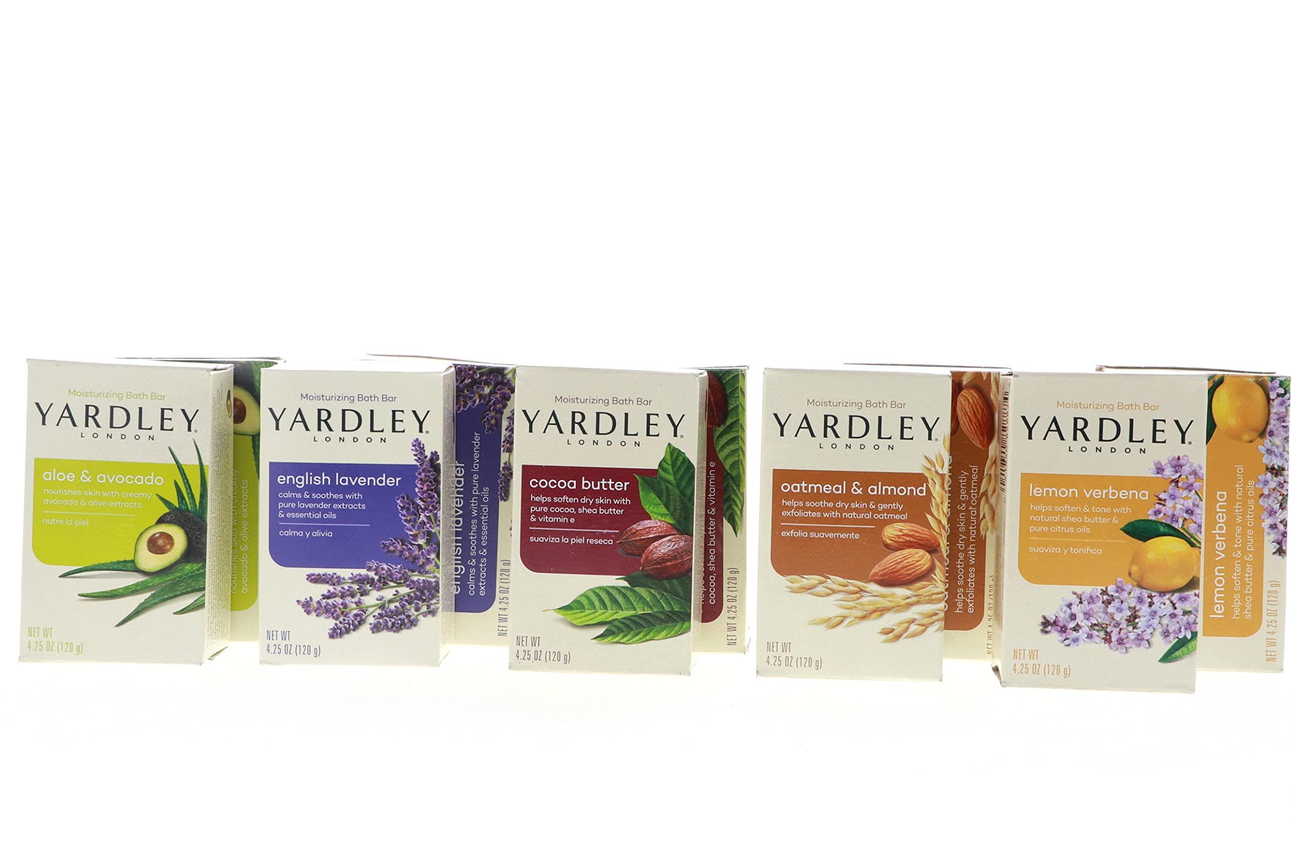 Yardley London Soap Bath Bar Bundle - 10 Bars: English Lavender, Oatmeal and Almond, Aloe and Avocado, Cocoa Butter, Lemon Verbena 4 Ounce Bars (Pack of 10, Two of each) - Image 5