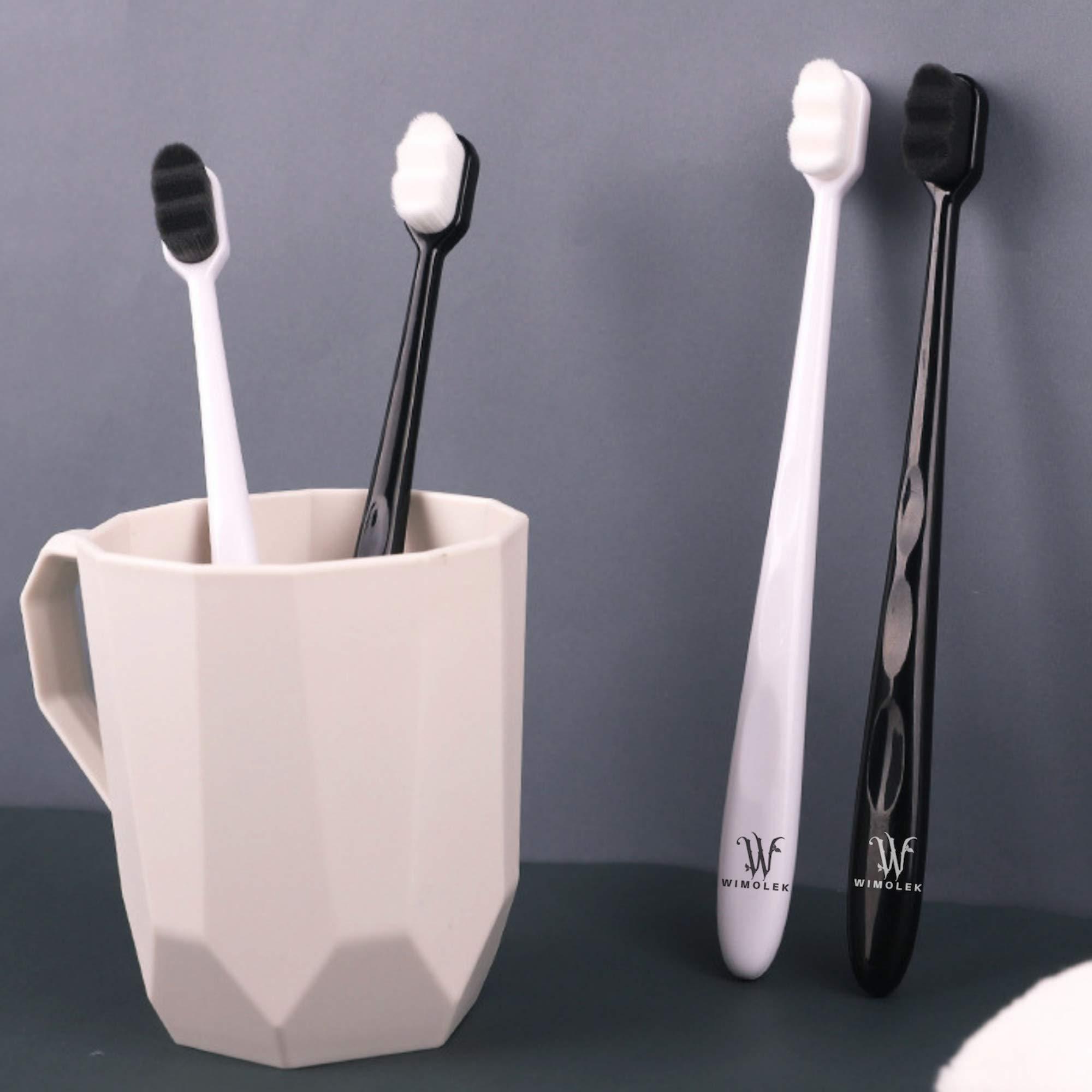 Extra Soft Toothbrush for Sensitive Gums and Teeth. Micro Nano Toothbrushes with 20,000 Ultra Soft Bamboo Charcoal Bristles. Excellent Cleaning Effect (2 Pack) (Black Wave Bristle) - Image 7