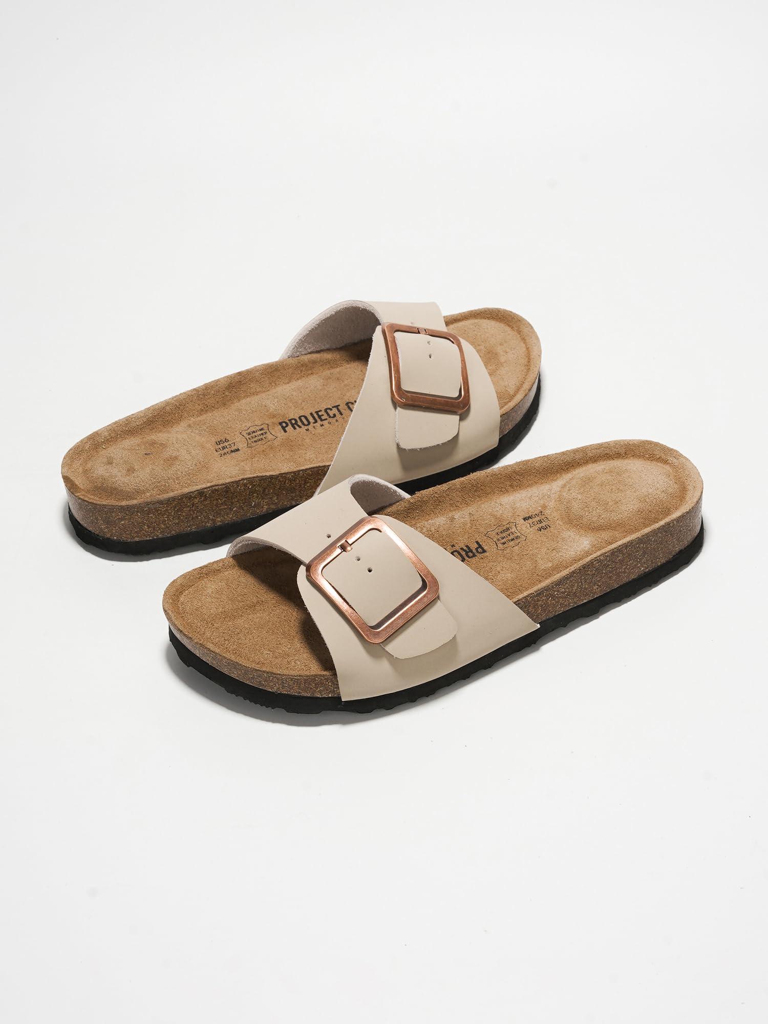 Project Cloud Genuine Leather Sandals Women Dressy Summer Beach Essentials - Flip Flops & Slides with Memory Foam Insole Womens Sandals Comfortable Footwear - Image 6