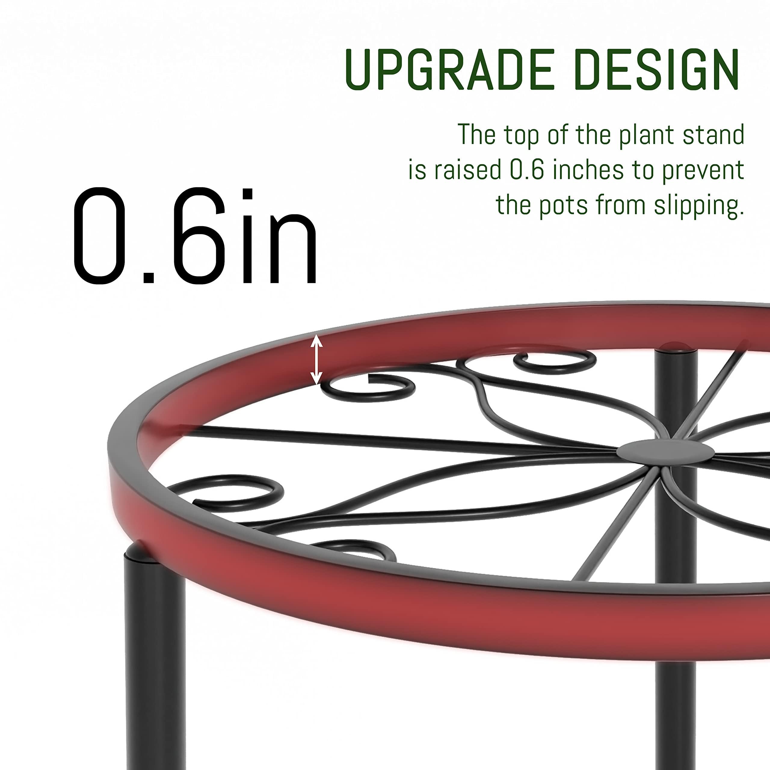 Linpla 5-Pack Decent Metal Plant Stands, Heavy Duty Flower Pot Stands for Multiple Plant, Anti-Rust Iron Plant Pot Shelf, Decoration Racks for Home Indoor and Outdoor (5 Pack Black) - Image 4