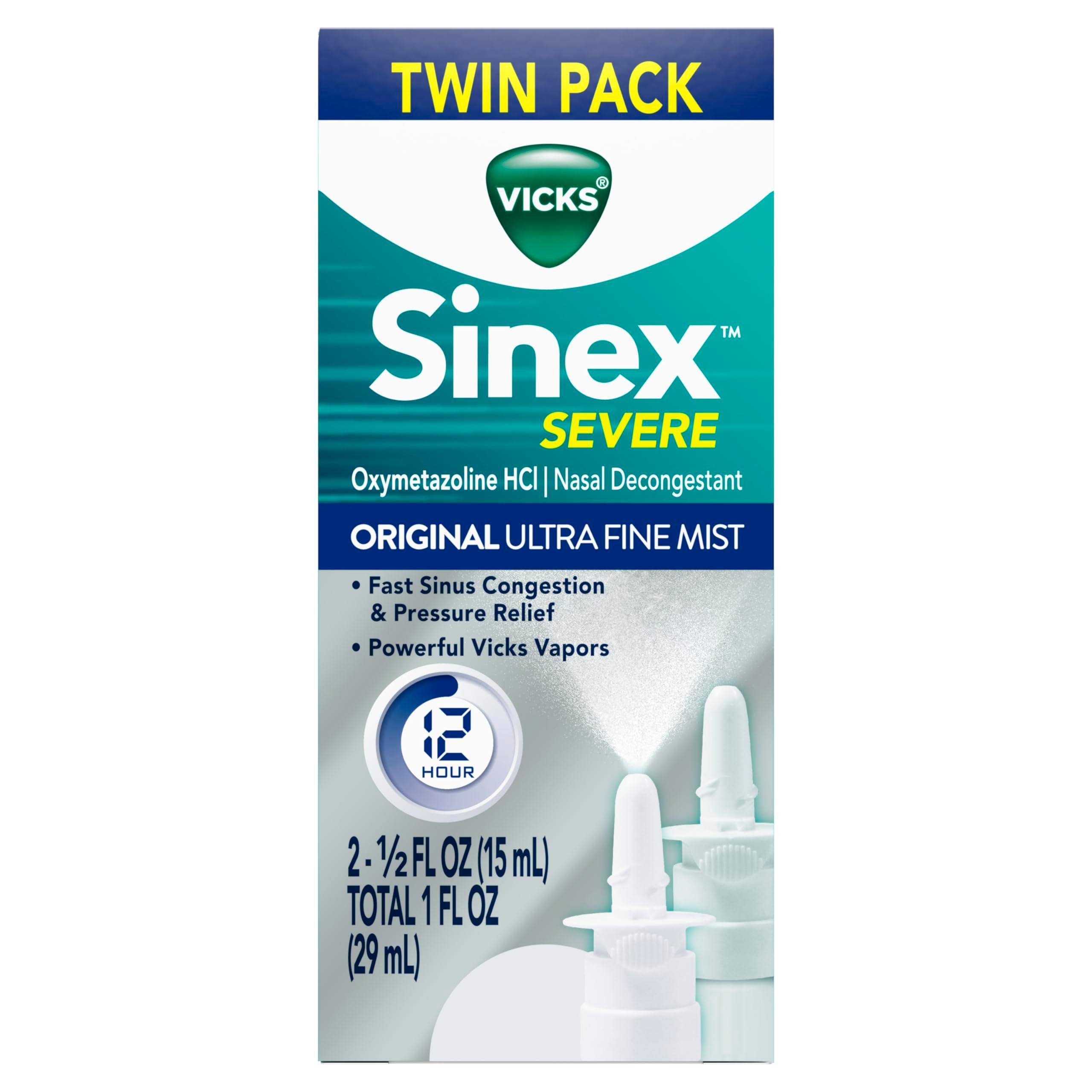 Vicks Sinex SEVERE Allergy & Sinus Nasal Spray, Original Ultra Fine Mist, Decongestant Medicine, Relief from Nasal Congestion due to Cold or Allergy, Sinus Pressure Relief, 265 Sprays x 2 - Image 11