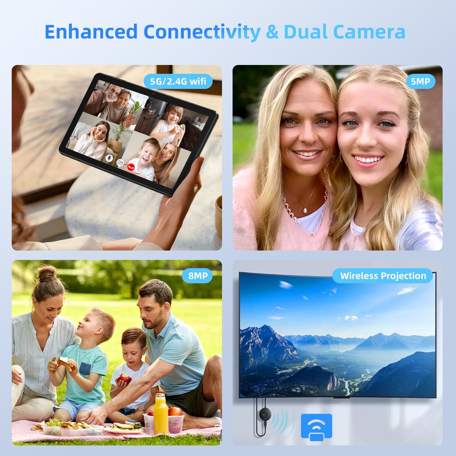 2024 New Tablet 10 inch Android 14 Tablets, 10(4+6)GB RAM+128GB ROM+1TB Expand, Octa-Core 2.0GHz, 1280 * 800 IPS Incell Display, 6000mAh, 5MP+8MP Camera, 5G+2.4G Wi-Fi/Bluetooth 5.4, Widevine L1 - Image 6