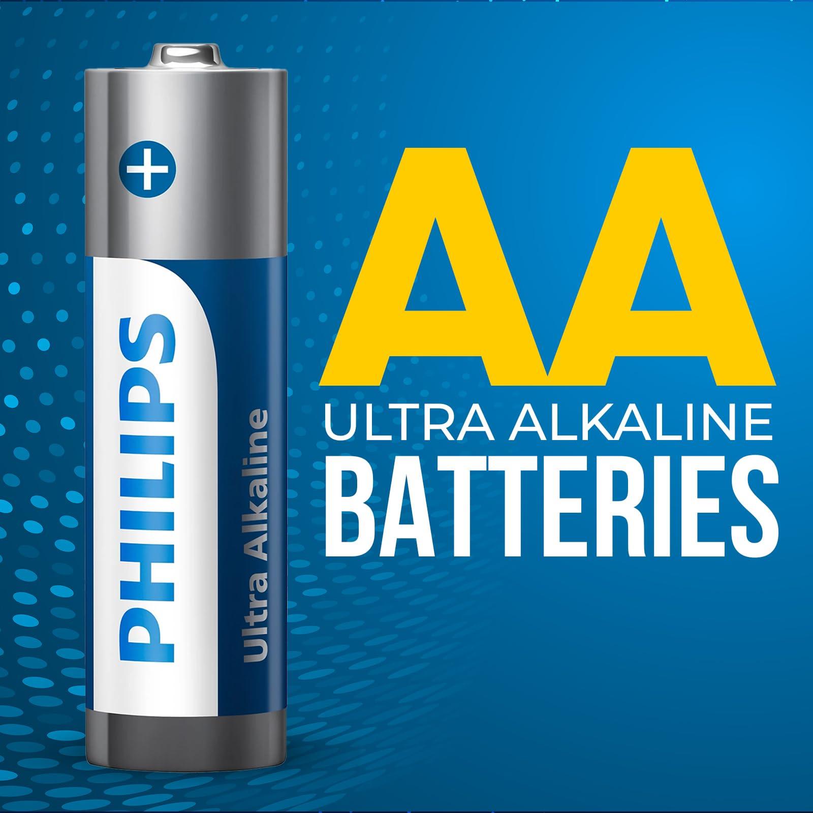 PHILIPS AA Batteries 12 Pack 1.5v Ultra Alkaline Double A Batteries, 10-Year Shelf Life, Ideal for Blink Outdoor Battery, Alarm System, Doorbell, Smoke Detector Batteries. [Non-Rechargeable] - Image 2