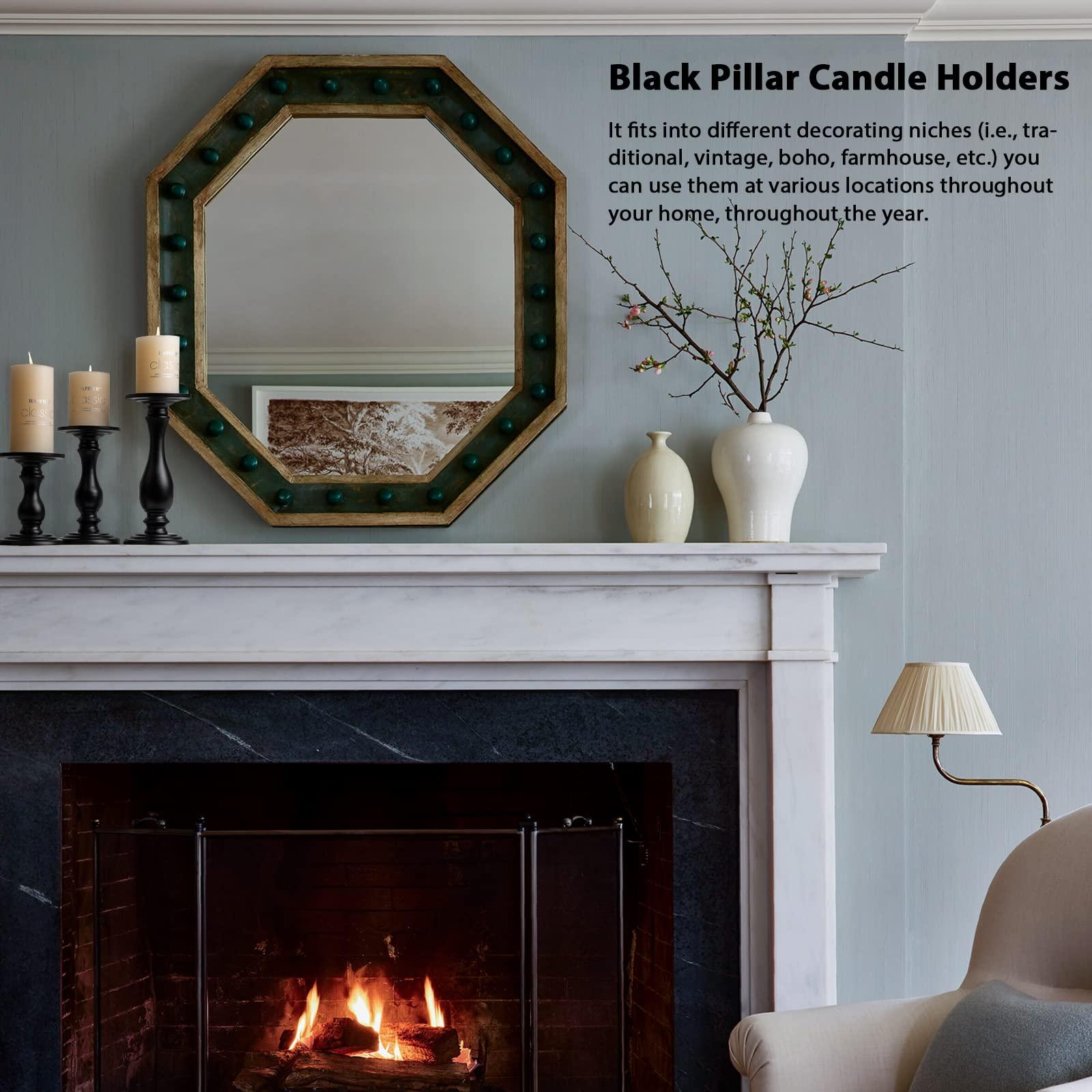 Matte Black Pillar Candle Holders Set of 3-10", 8", 6”H Candlestick Candle Holders Stand, Home Coffee Table Decor Decorations Centerpiece for Dining/Living Room - Image 5