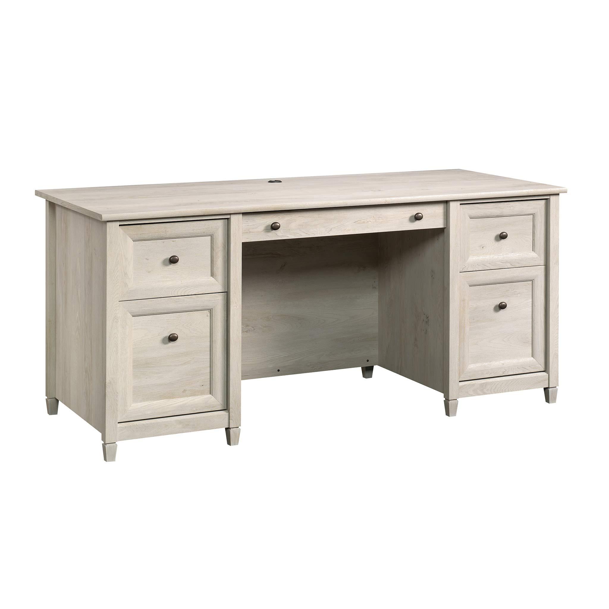 Sauder Edge Water Executive Desk, Chalked Chestnut, 65" Home Office Desk with Storage