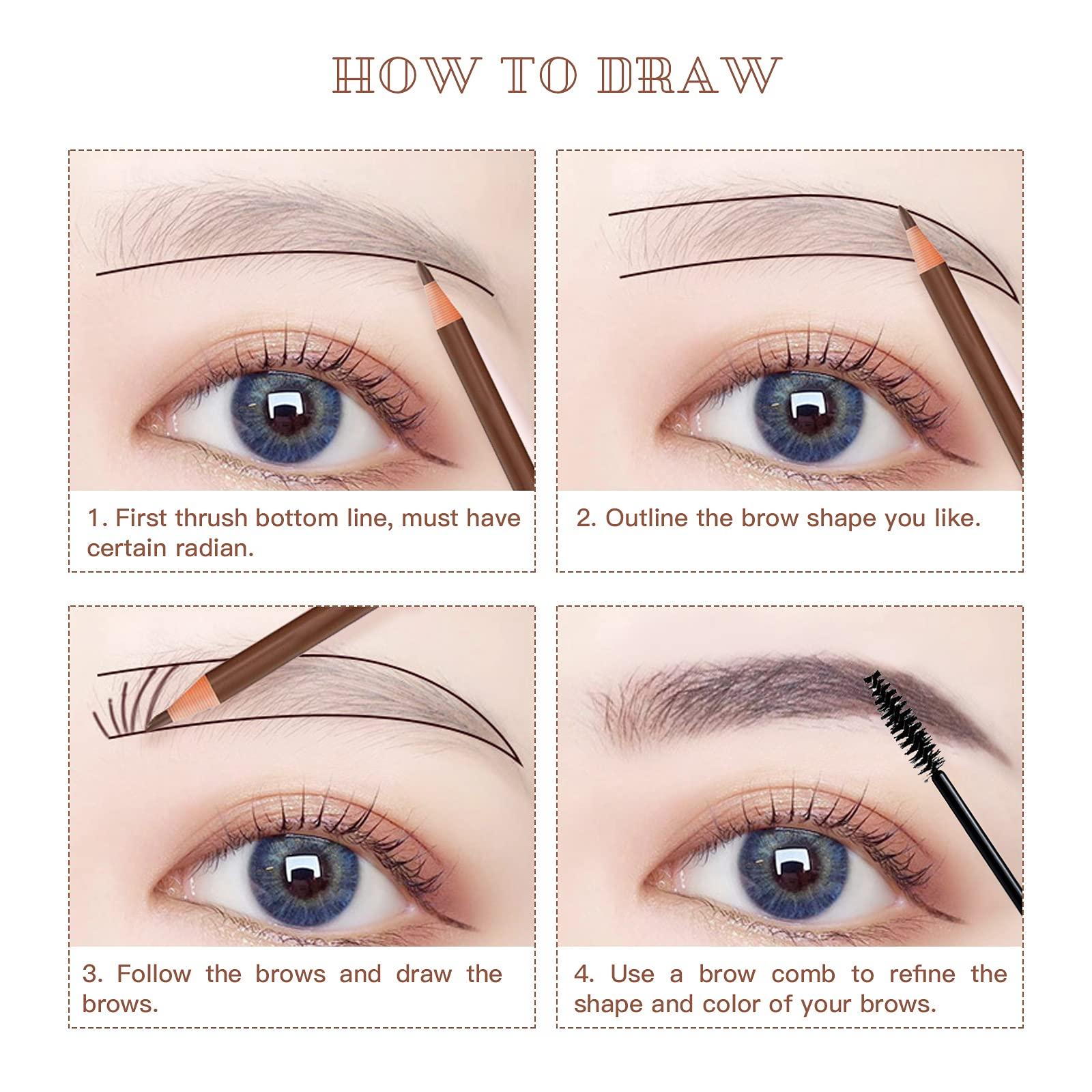 LSxia Waterproof Eye-Brow Pen-cil Set, Pull Cord Peel-off Eyebrow Pencil Microblading Eyebrow Pen Supplies Kit, White Eye-Liner Pencil and Eyebrow Tool Tattoo Makeup (6+1 Brown+Dark Brown+Light Brown) - Image 8
