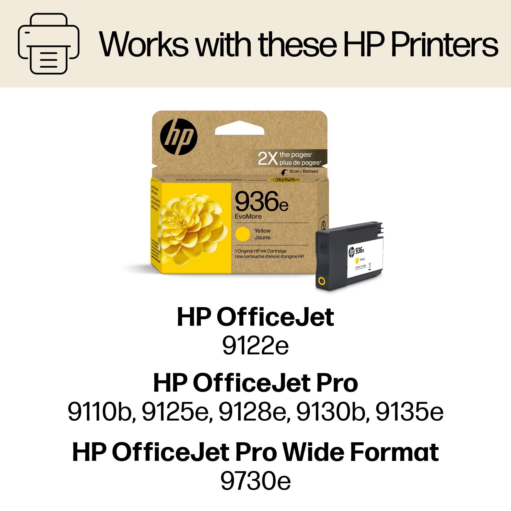 HP 936e EvoMore High Yield Yellow Ink Cartridge | Works OfficeJet 9120 Series, OfficeJet Pro 9100 Series, OfficeJet Pro Wide Format 9700 Series | Carbon Neutral | 4S6V5LN - Image 2