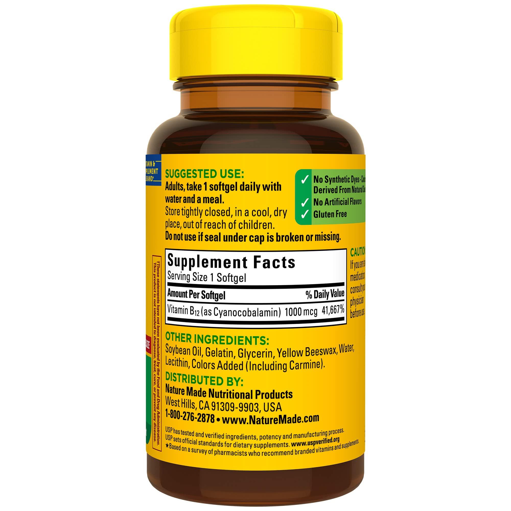 Nature Made Vitamin B12 1000 mcg, Dietary Supplement for Energy Metabolism Support, 150 Softgels, 150 Day Supply - Image 8
