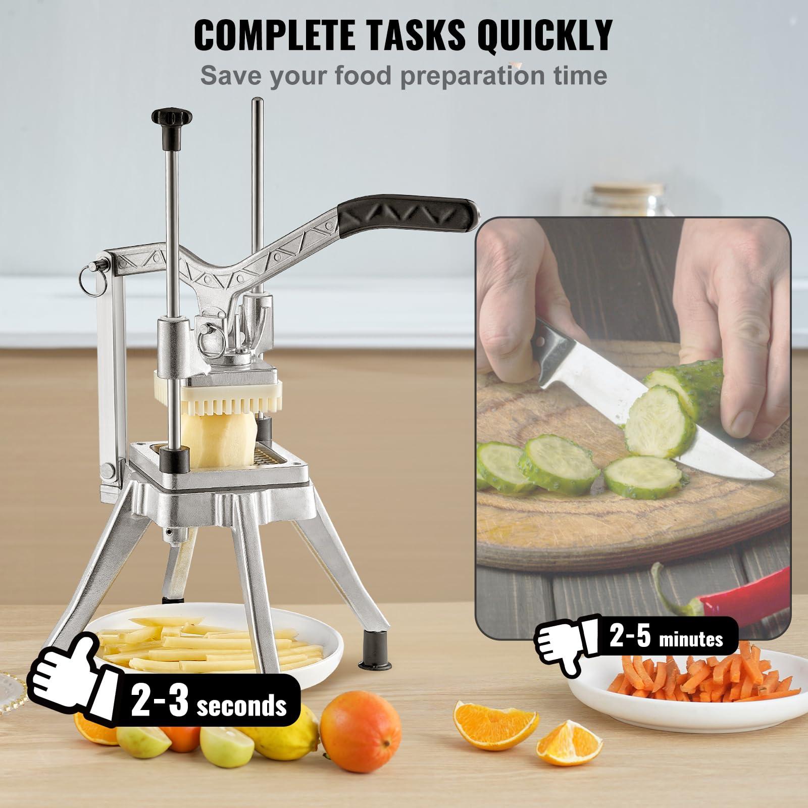 VEVOR Commercial Vegetable Chopper w/ 4 Replacement Blades, Stainless Steel French Fry Cutter Potato Dicer & Fruit Slicer for Restaurants & Home Kitchen - Image 6