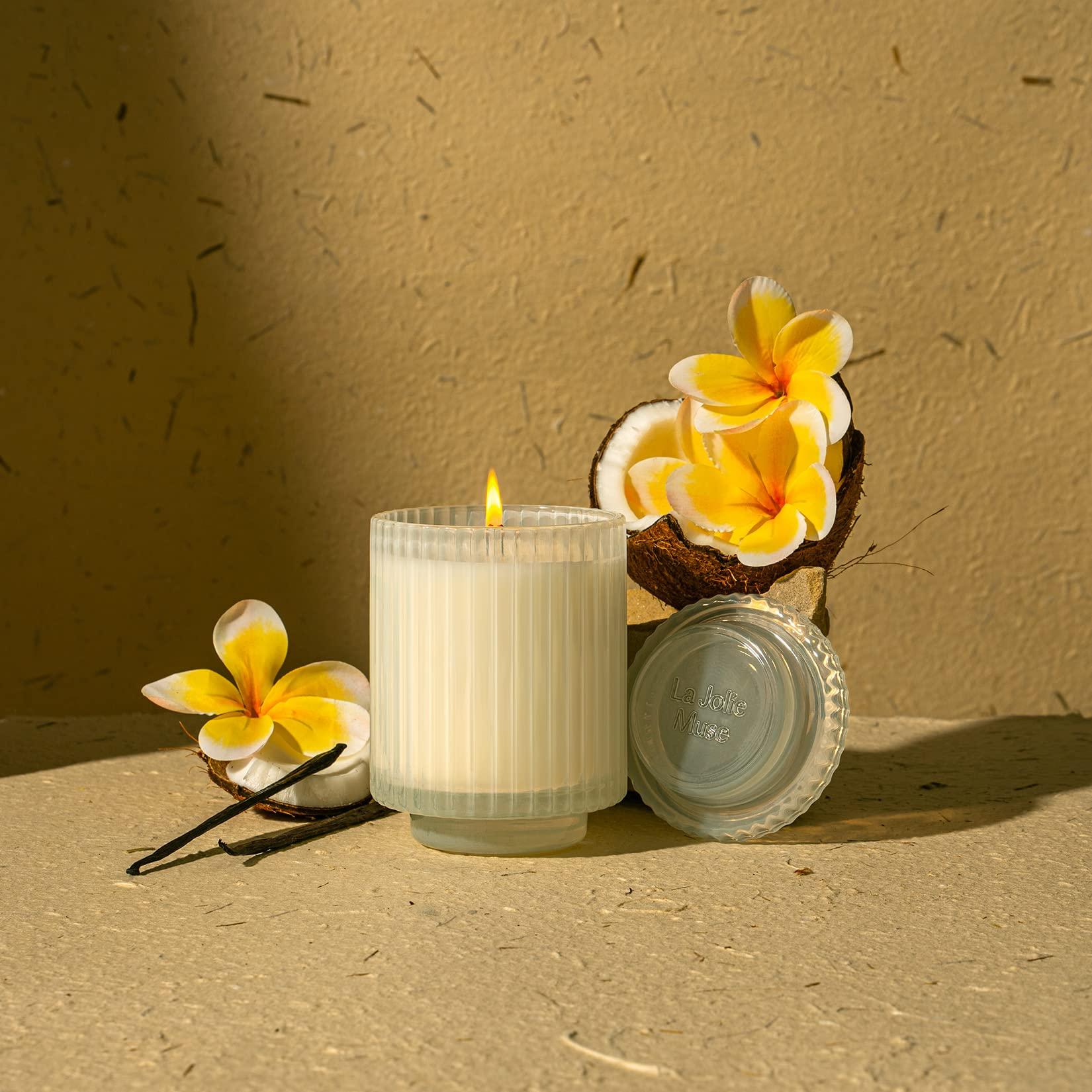 LA JOLIE MUSE Vanilla & Coconut Scented Candles, Candles Gifts for Women, Natural Soy Wax Candles for Home Scented, 80 Hours Long Burning, 12.3oz - Image 3