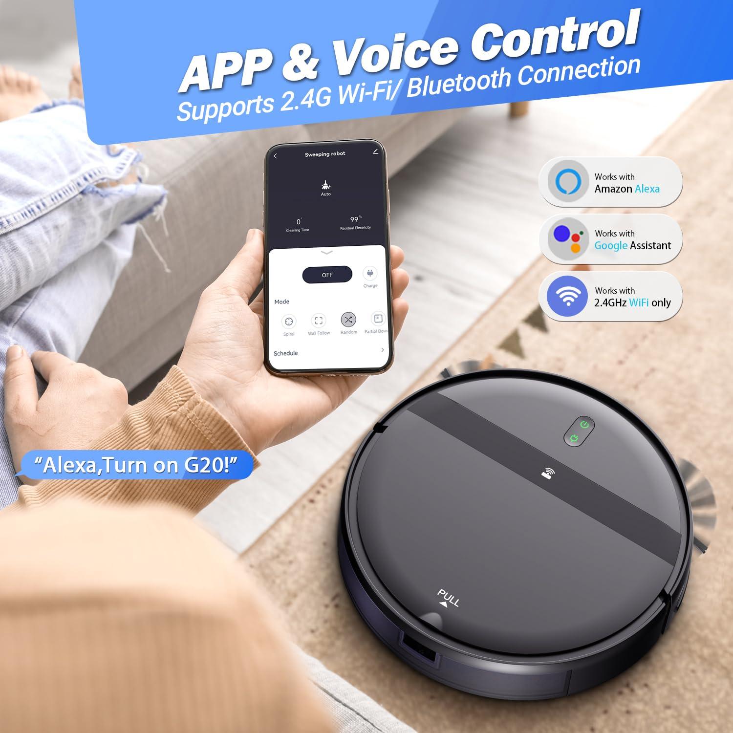 Kilgone Robot Vacuum and Mop Combo for Large Homes & Pet Hair – Smart App/Voice, 2300Pa Sucktion, 120Min Clean, Ultra-Thin 2.87" Design - Image 2