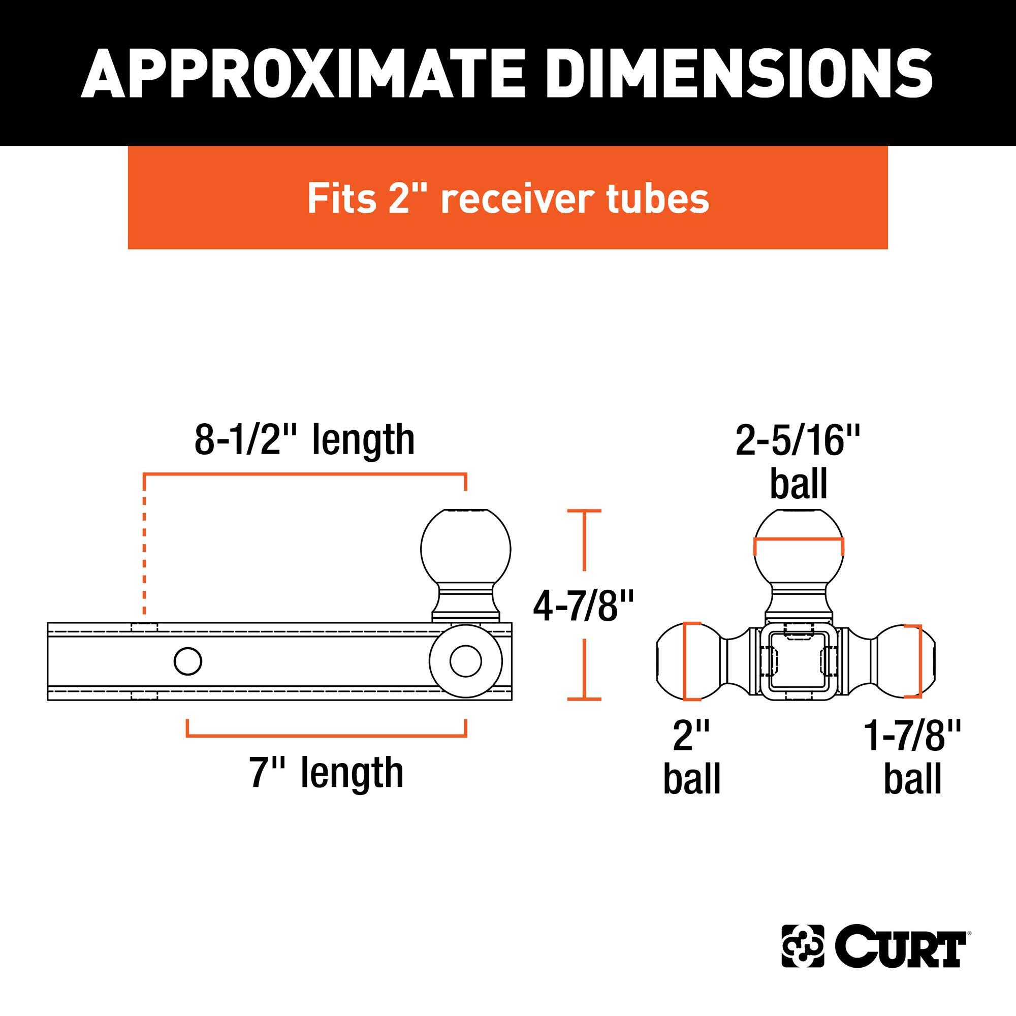 CURT 45001 Multi-Ball Trailer Hitch Ball Mount, 1-7/8, 2, 2-5/16-Inch Balls, Fits 2-Inch Receiver, 10,000 lbs - Image 2