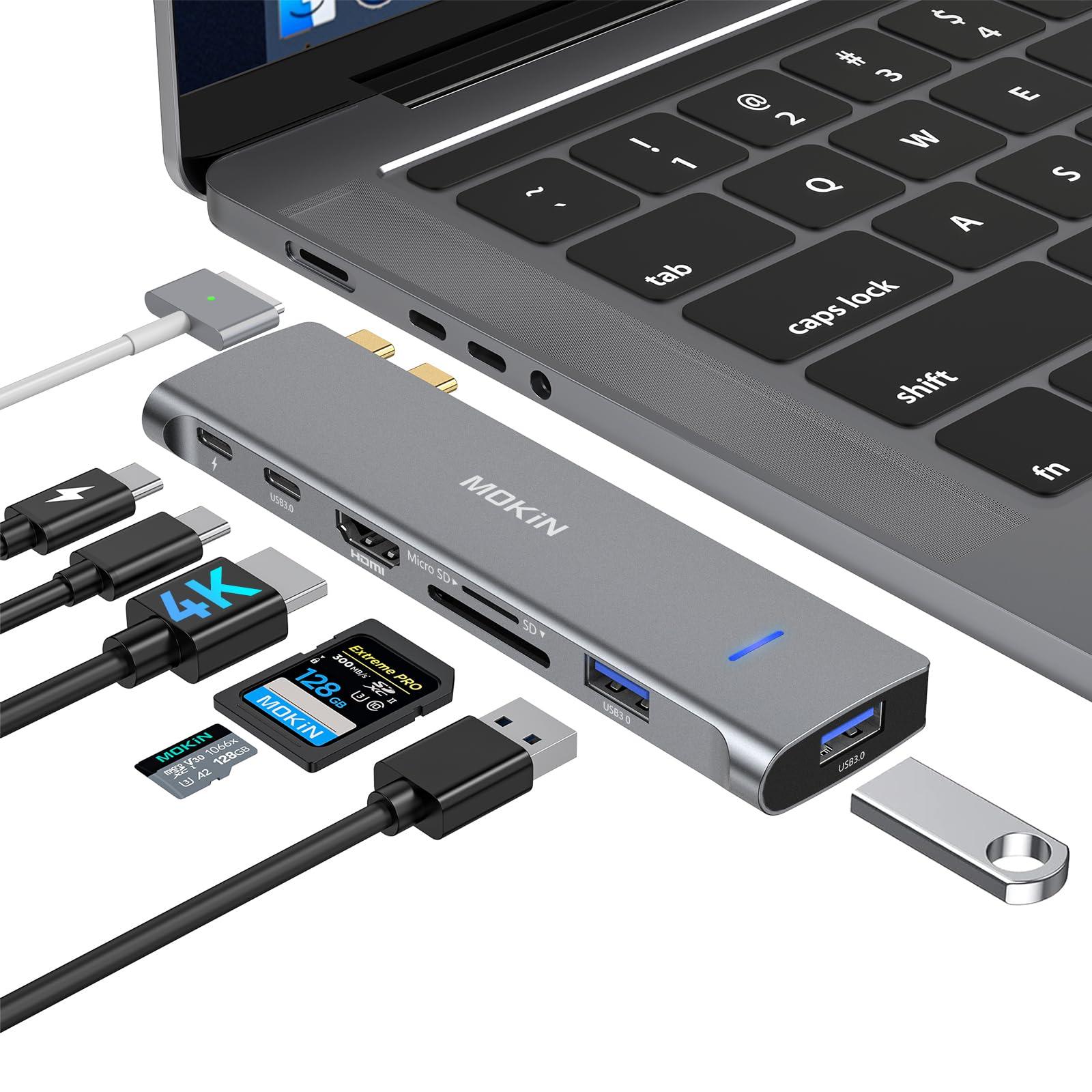 USB C Adapter for MacBook Pro 2023 2022 2021, MacBook Pro USB Adapter, 7 in 2 MacBook Pro Accessories for MacBook Pro/Air M1M2M3, Mac Dongle with 4K HDMI, 2 USB 3.0, TF/SD, USB-C 100W and Thunderbolt3
